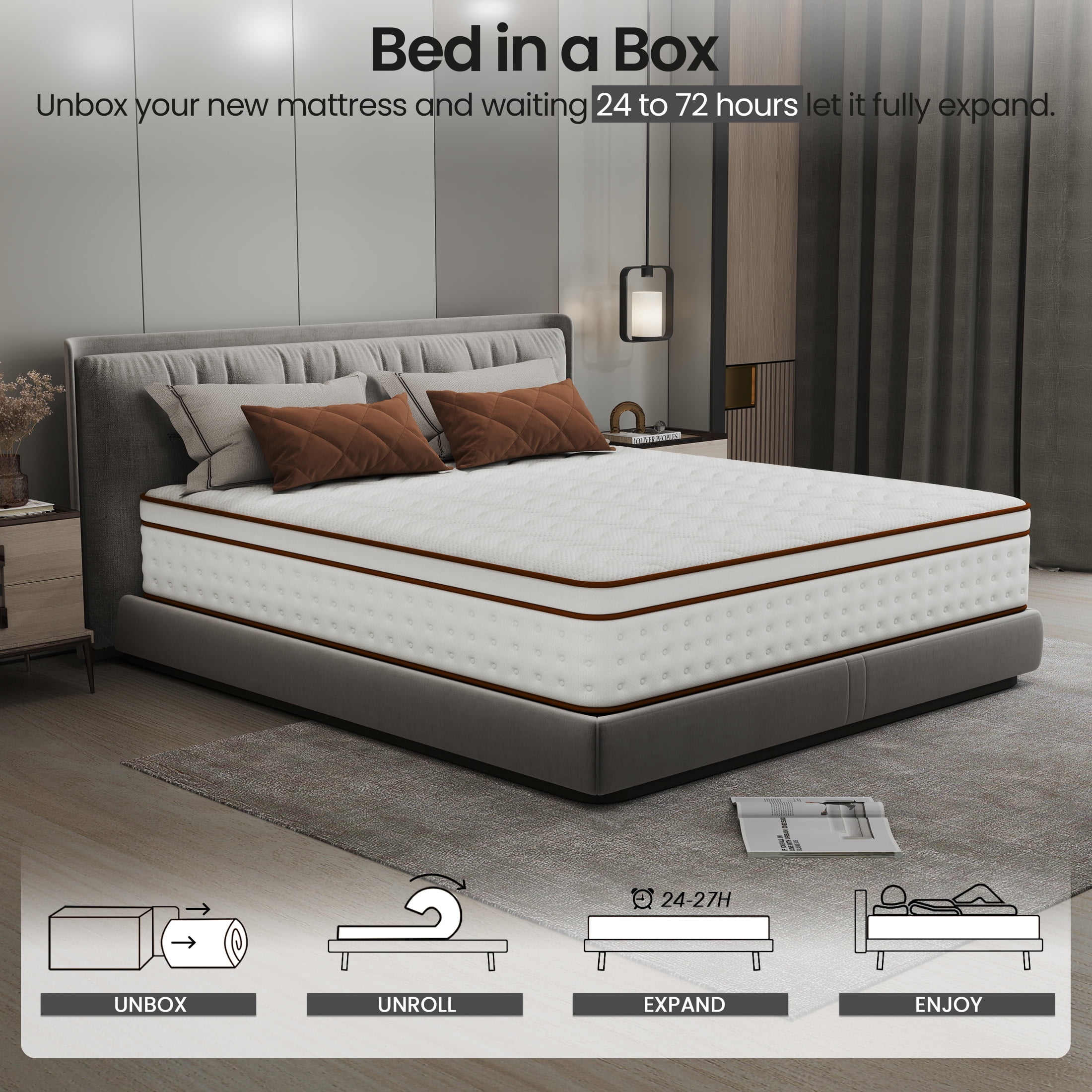 OnBeam 10 in Queen Memory Foam Mattress (Medium-Firm, Motion Isolation, Breathable) 3kxlr