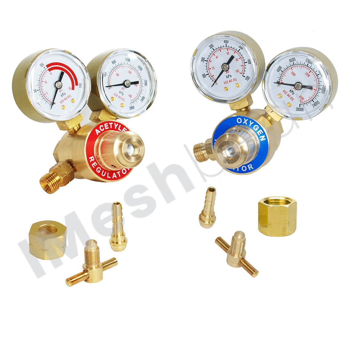 iMeshbean Dual Gauge Oxygen and Acetylene Regulator Set for Welding and Cutting (Solid Brass, CGA540 and CGA200 Fittings) orpr6