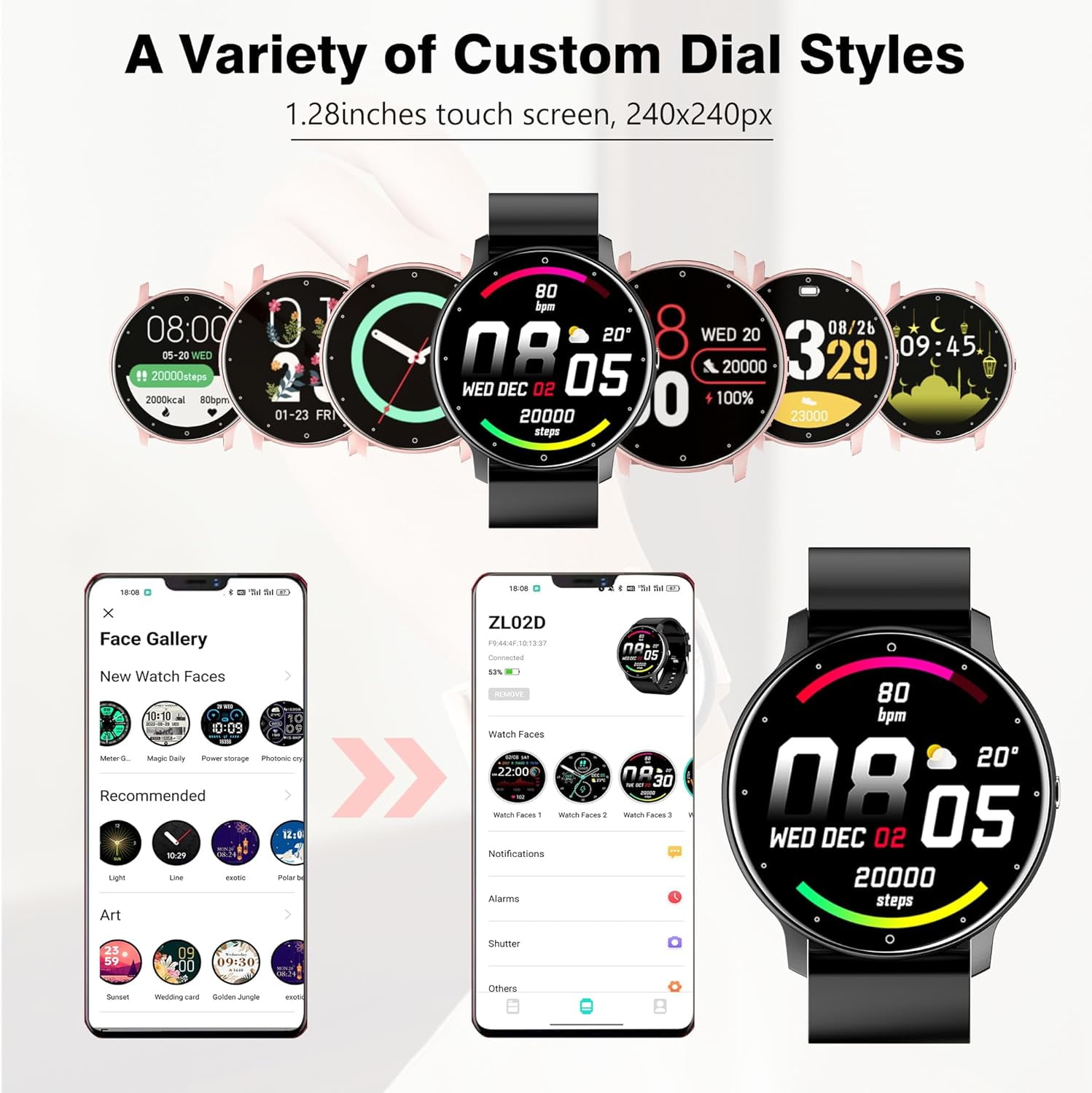 SGNics Smart Watch Fitness Tracker with HD Touch Screen and Activity Monitor (Black, 1.28 in) e78yi