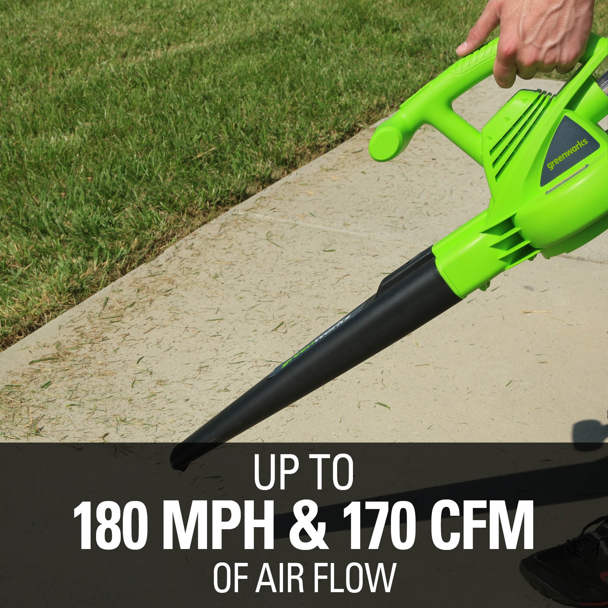 Greenworks 9 Amp Corded Electric Leaf Blower (170 CFM, 180 MPH) (4.5 lb) 6n40l