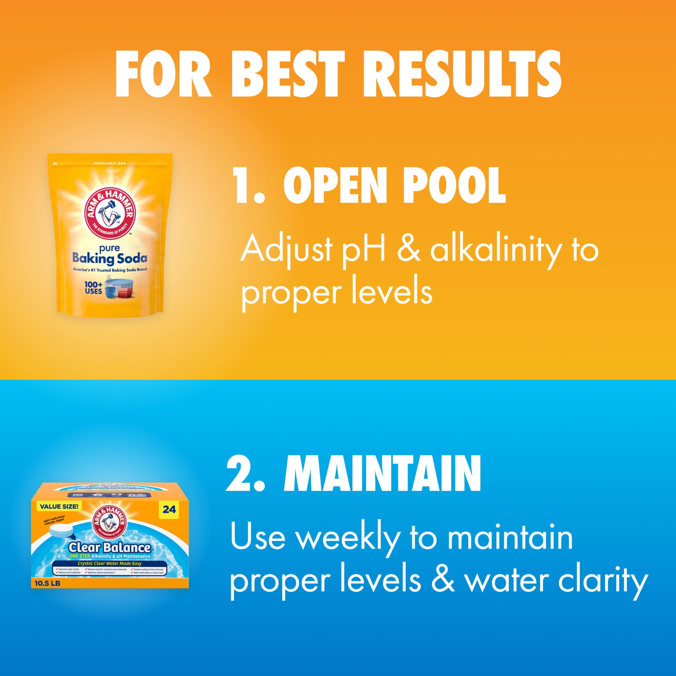 ARM & HAMMER Clear Balance Pool & Spa pH Maintenance Tablets (Clear, 24 Count) gesgg