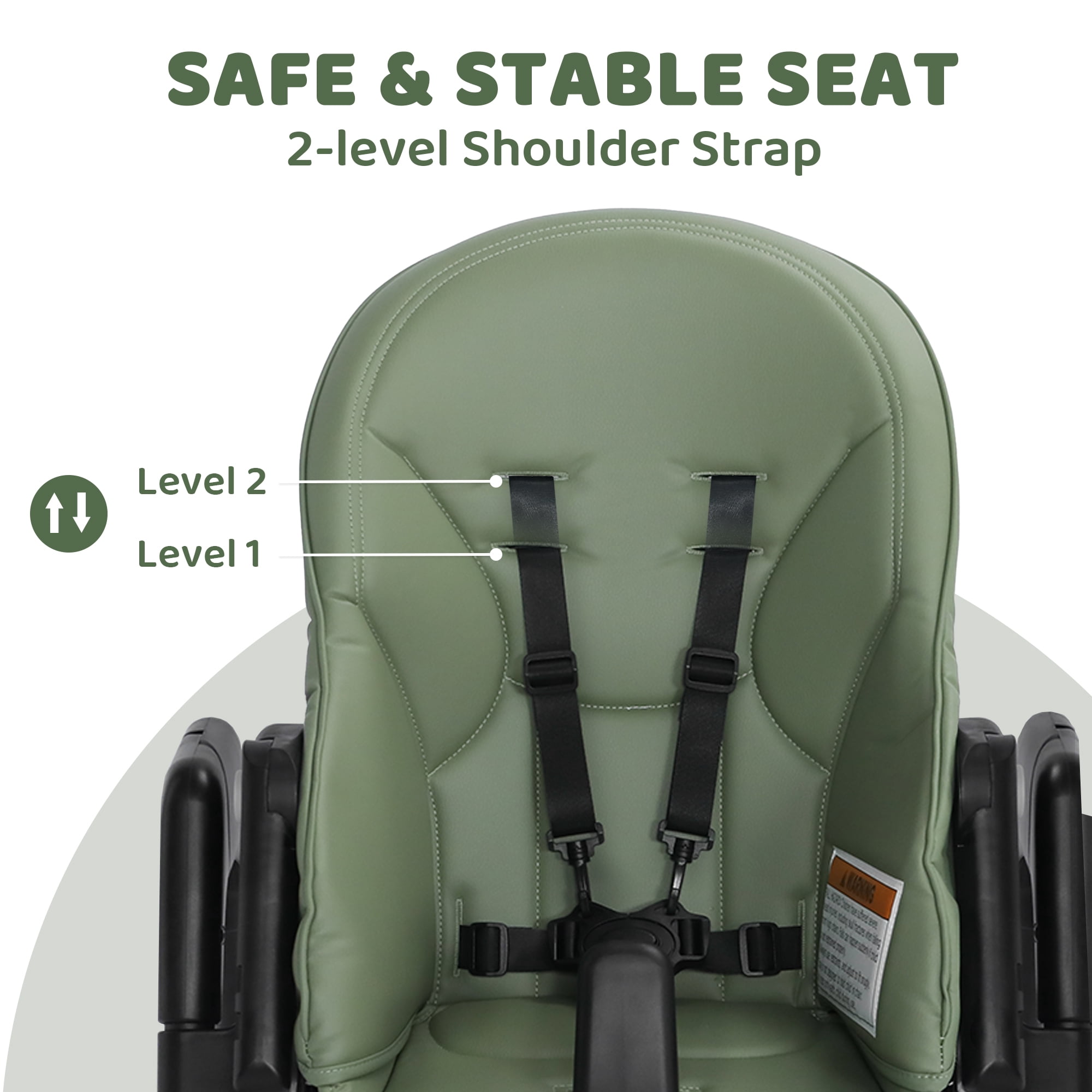 AILEEKISS Foldable Baby High Chair with Detachable Double Trays and Adjustable Recline (Green) xfin6