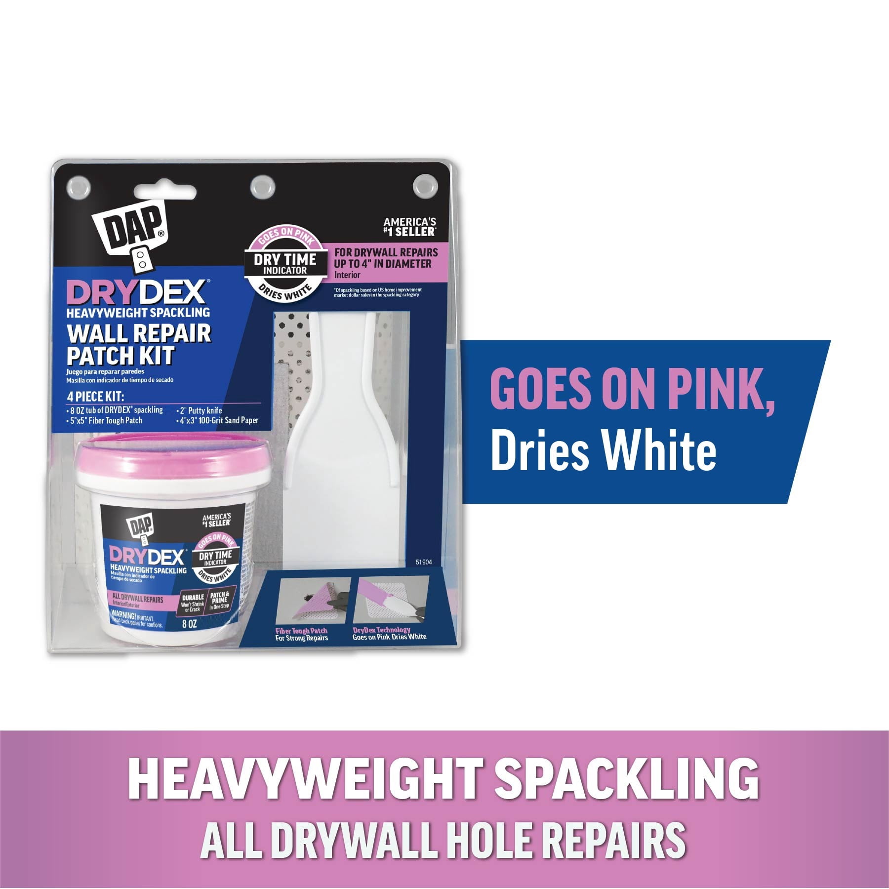 DAP DryDex Spackling Patch Kit with Dry Time Indicator (Pink to White, 8 oz) 7tqo2