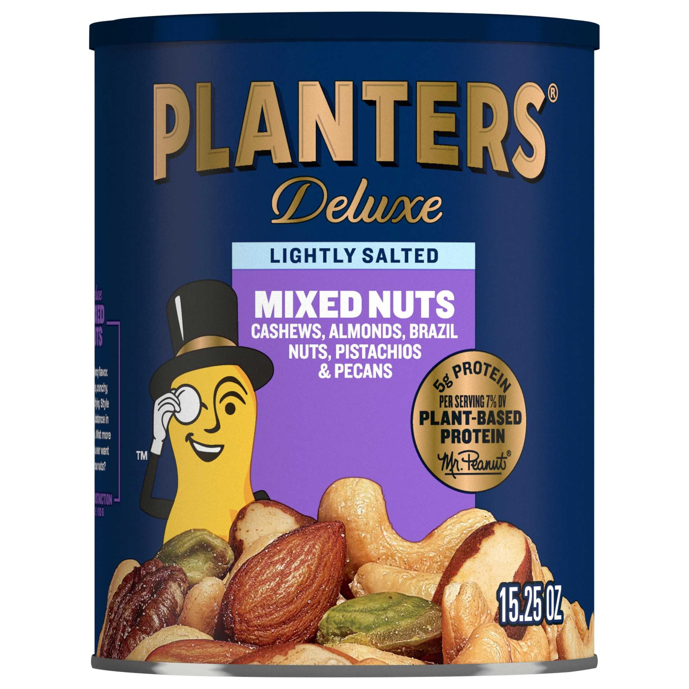 PLANTERS Deluxe Lightly Salted Mixed Nuts, Roasted Almonds Cashews and Pecans (15.25 oz) lu8pk
