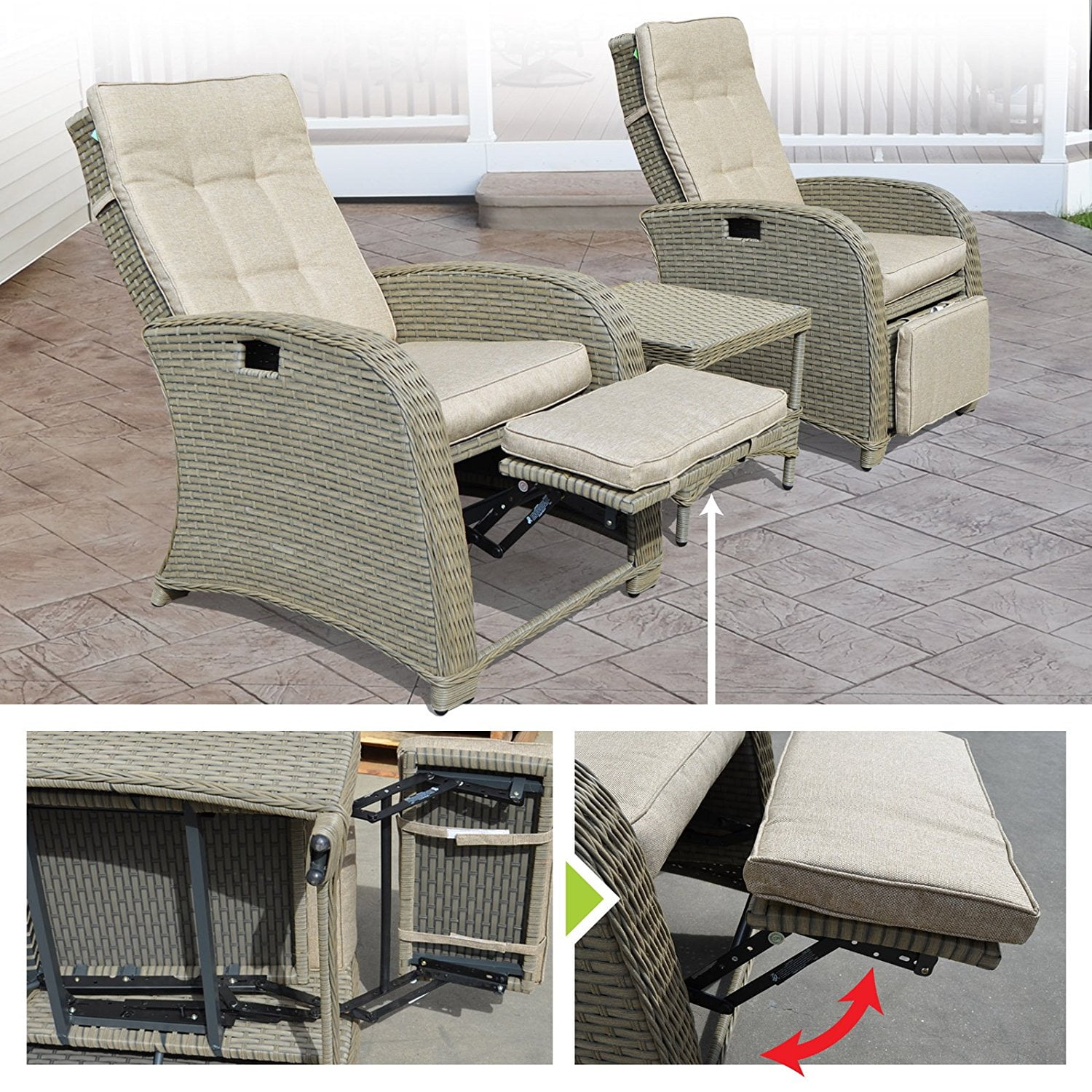Sunny Wicker Rattan Patio Bistro Set with Cushions (3-Piece Set) 3bzw6