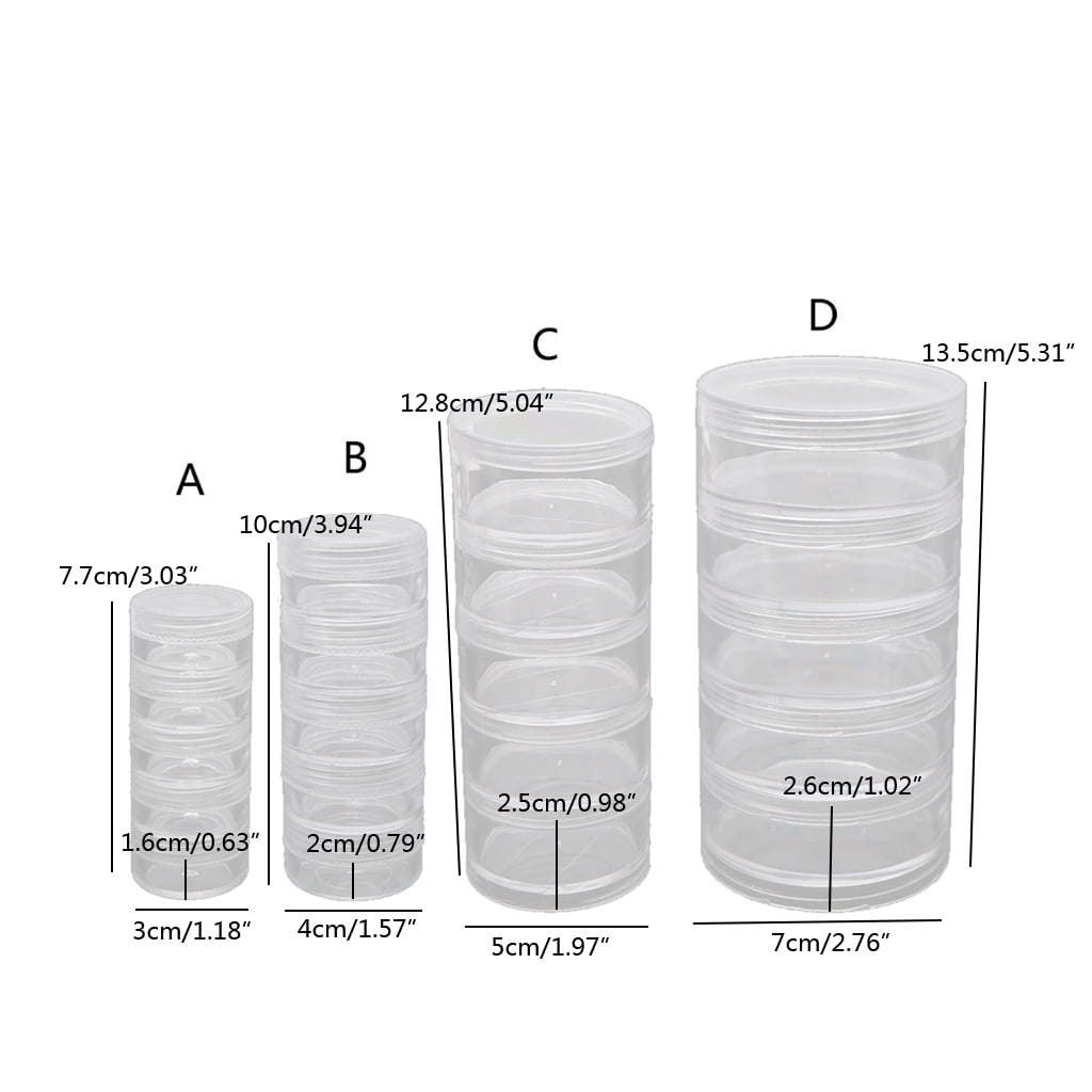 Tegongse 5-Layer Stackable Round Storage Container for Beads and Craft Supplies (Clear, 5-Tier) 1r2ox