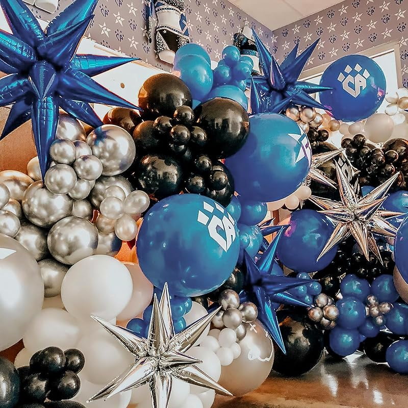 Generic Metallic Silver Star Balloon Arch Kit (110 Pieces, Assorted Sizes 5 in to 22 in) og2aj