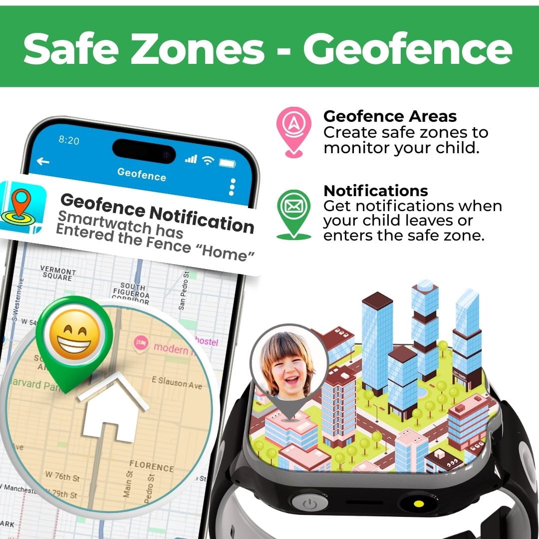EmojiKidz Kids Smartwatch with GPS Locator, SOS Button, Parental Controls, 2-Way Calls (Black, 1 Pack) w6pop
