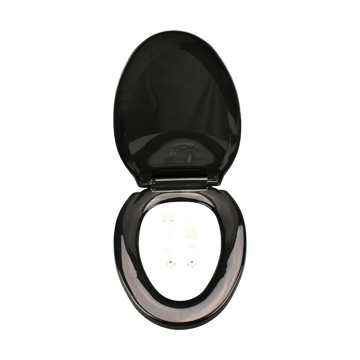 Renovator's Supply Elongated Toilet Seat (Black, 19.25 in) Slow Close Soft Close Plastic Lid with Adjustable Hinges khdga