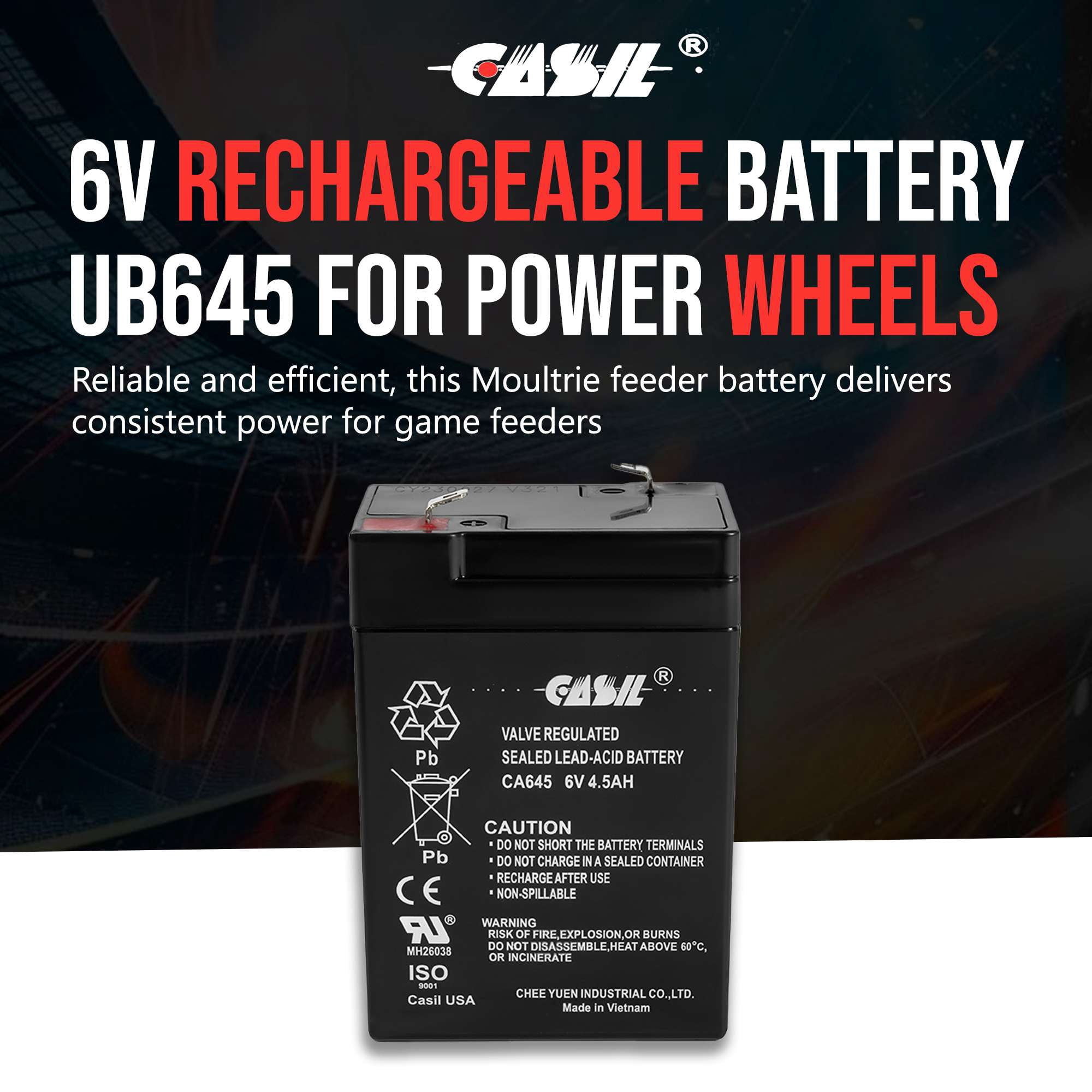 Casil 6V 4.5Ah Rechargeable SLA Battery for Power Wheels and Emergency Lighting (2 Pack) albvx