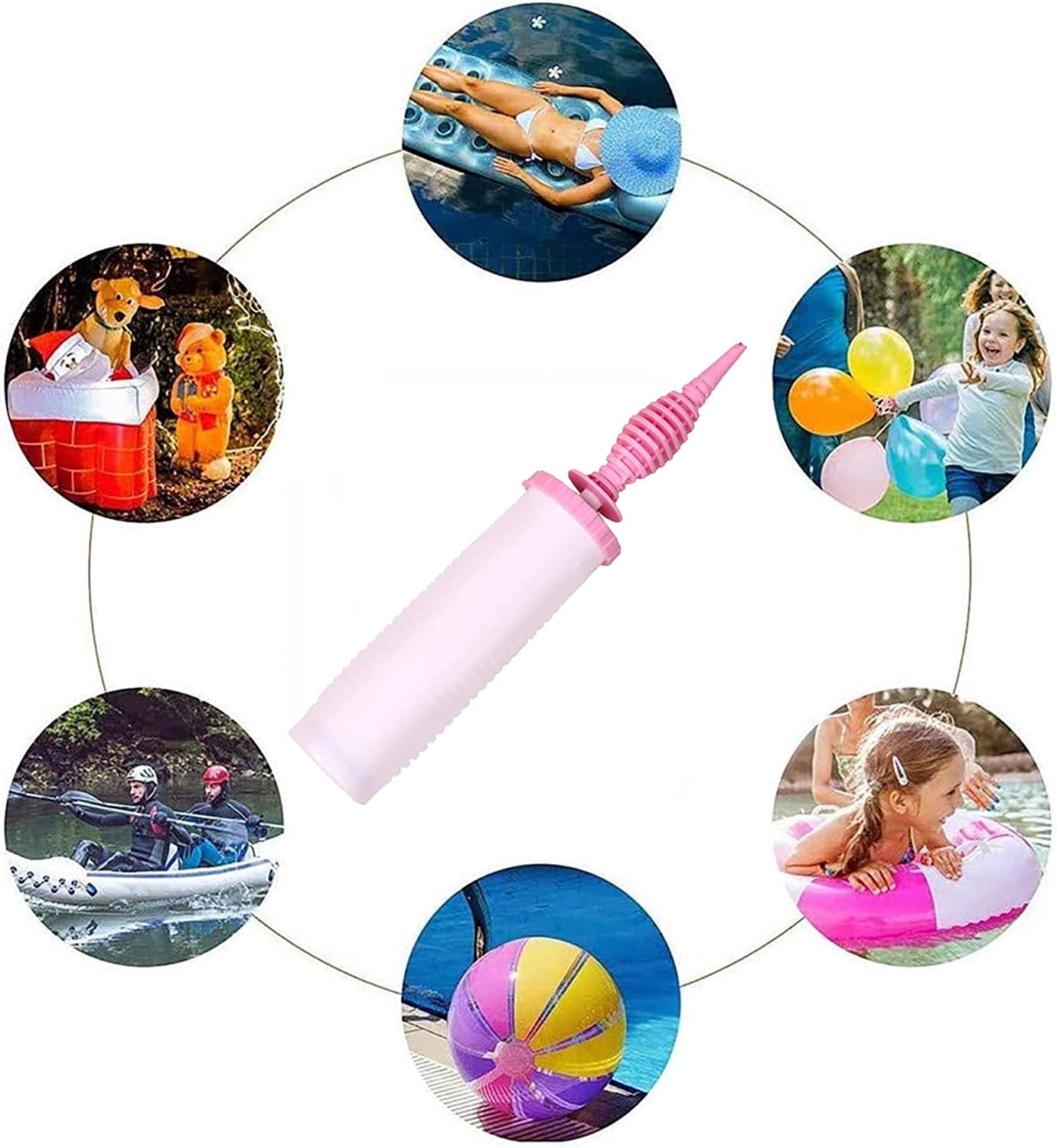 Generic Balloon Pump Handheld Two-Way Dual Action Inflator for Latex and Foil Balloons (Pink, 1 Piece) c79ck