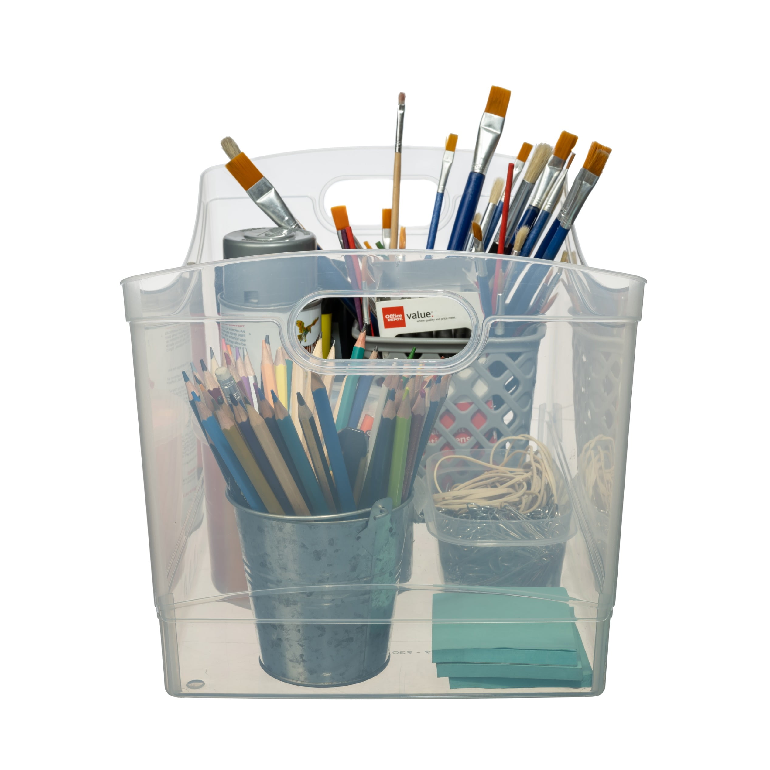Mainstays Clear Plastic Utility Storage Bin with Built-In Handles (Clear, 15.3 in x 10.4 in x 9.8 in) 9zce6