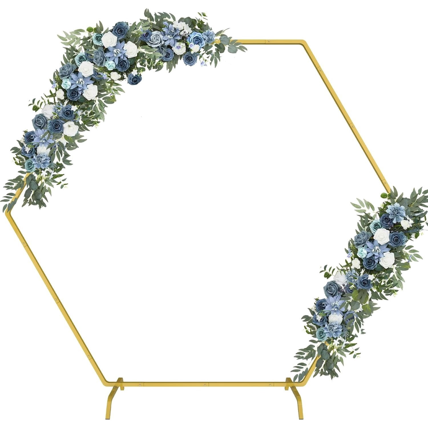 BTY KA Hexagon Wedding Arch Stand, Metal Balloon Arch Frame for Party Decorations (Gold, 7.2 x 6.2 ft) dshgt