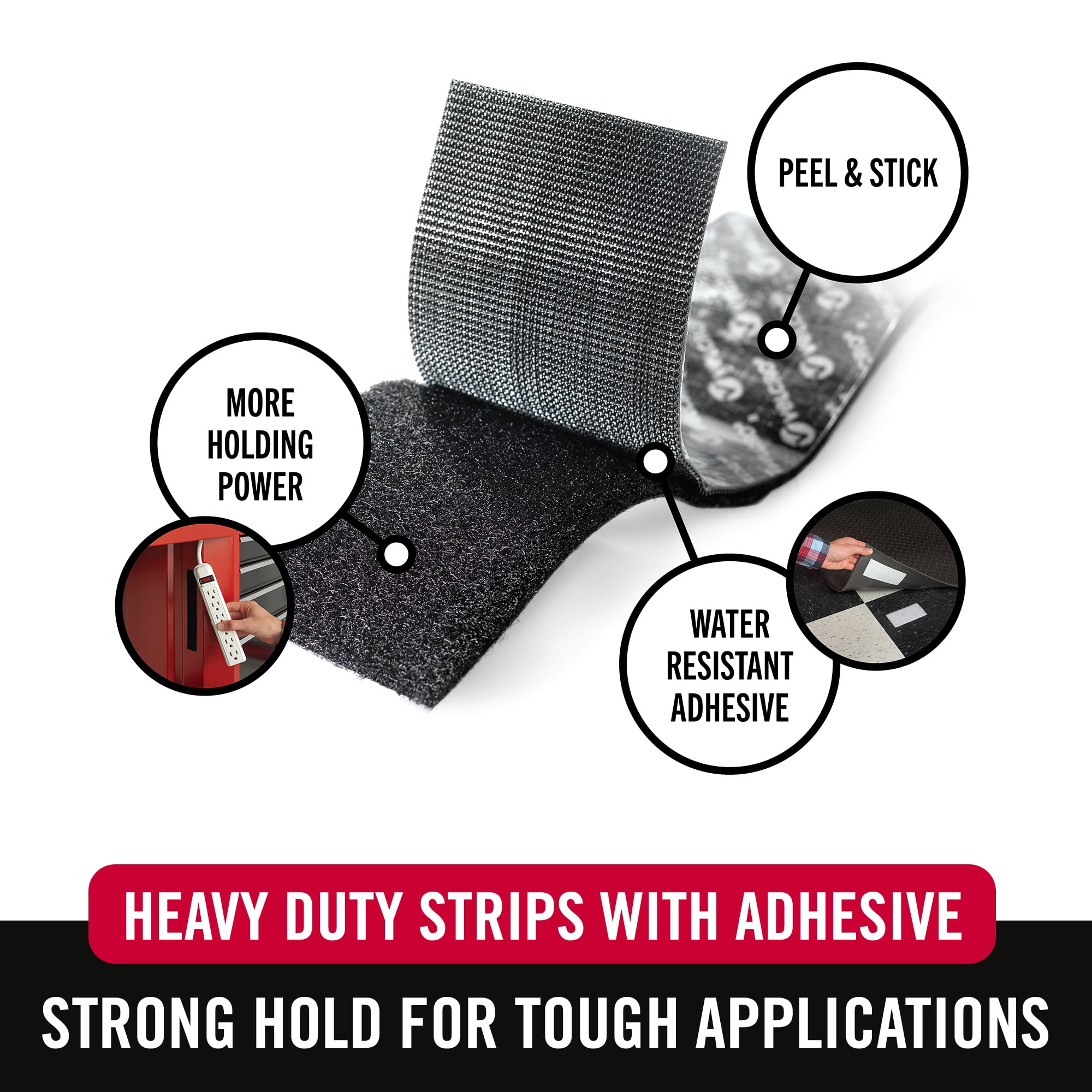 VELCRO Brand Industrial Strength Heavy Duty Fastener Strips, Weather-Resistant Adhesive for Indoor and Outdoor Use (Black, 3 Count, 4 in x 2 in) kje89