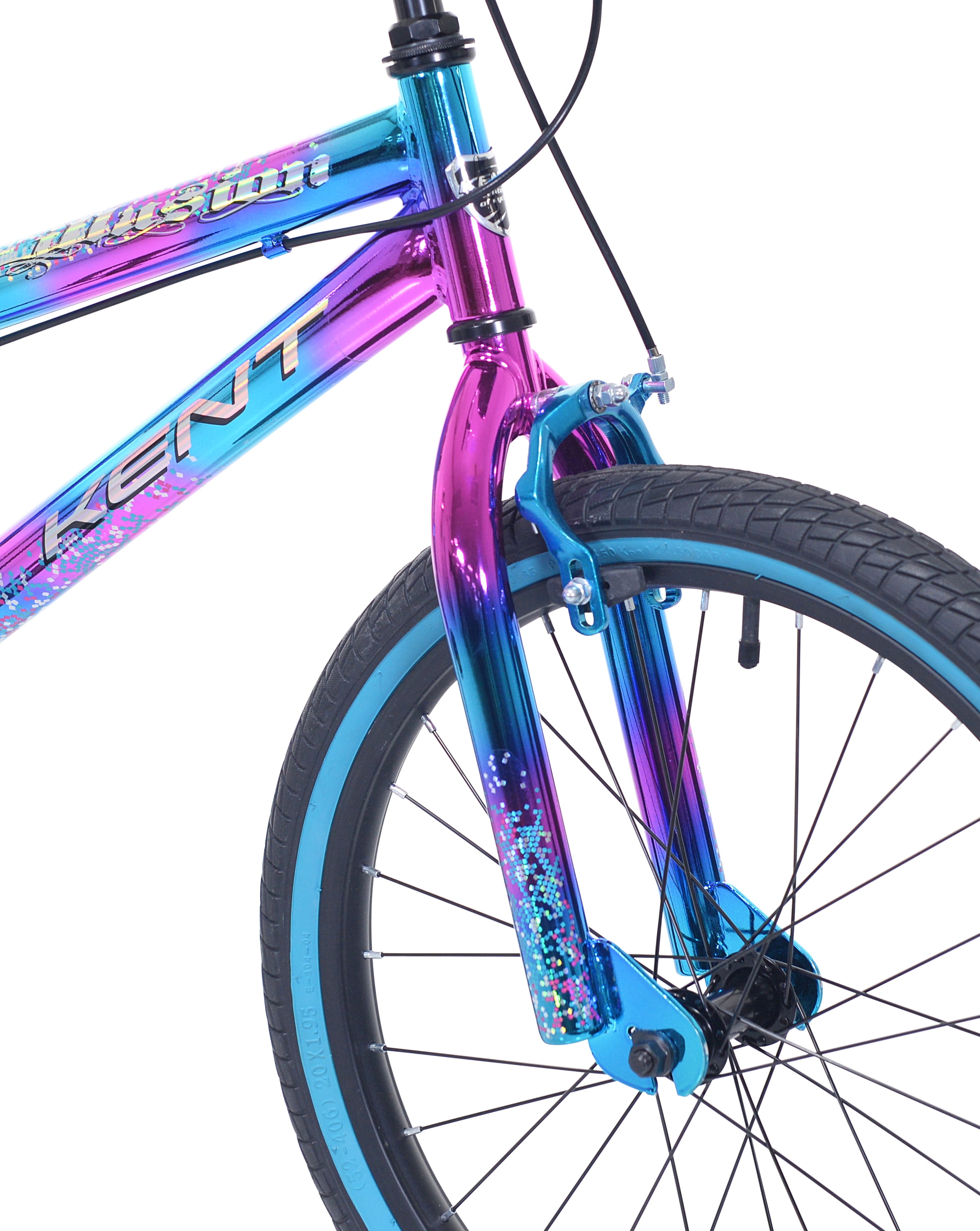Kent Illusion BMX Bicycle for Kids, Durable Steel Frame with Kickstand (Blue/Purple, 20 in) nf2lu