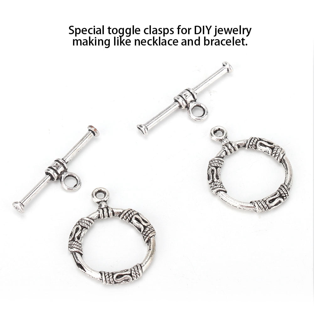 Eotvia Vintage Toggle Clasp Jewelry Findings for Necklace and Bracelet Making (Silver, 20 Pieces) qqz94