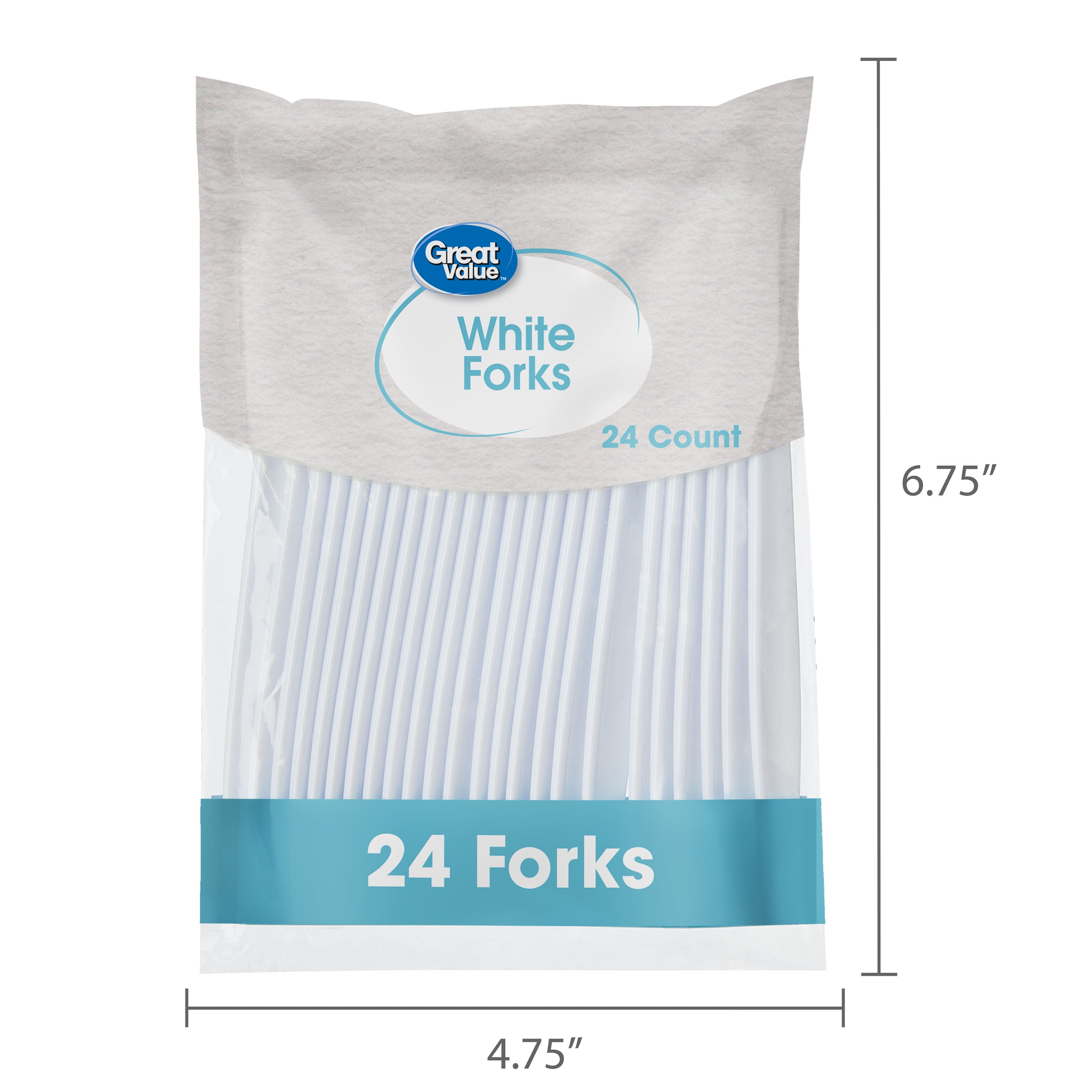 Great Value Plastic Disposable Forks, Heavy-duty Eating Utensils for Parties and Picnics (White, 24 Count) r9zzo