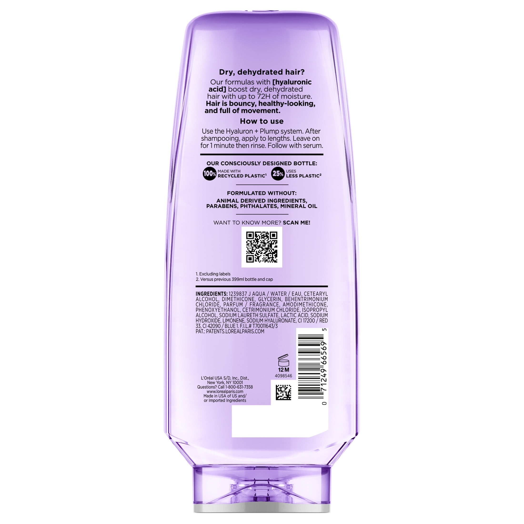 L'Oreal Paris Elvive Hyaluron Plump Hydrating Hair Conditioner, Moisturizing Formula for Dry Hair (13.5 fl oz) ovrgm