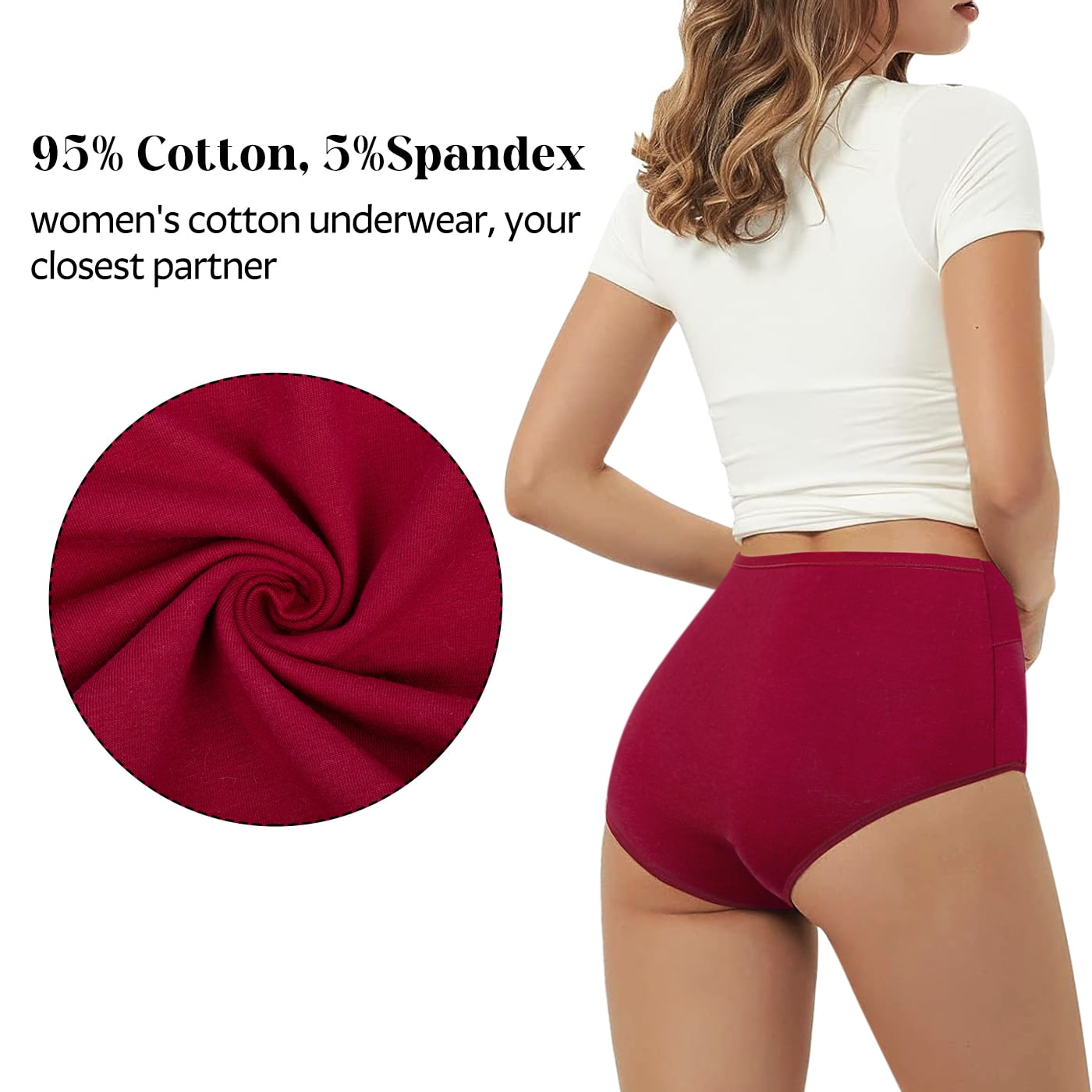 Loritta Womens Cotton High Waisted Briefs Full Coverage Underwear (Assorted, 6 Pack) n1629