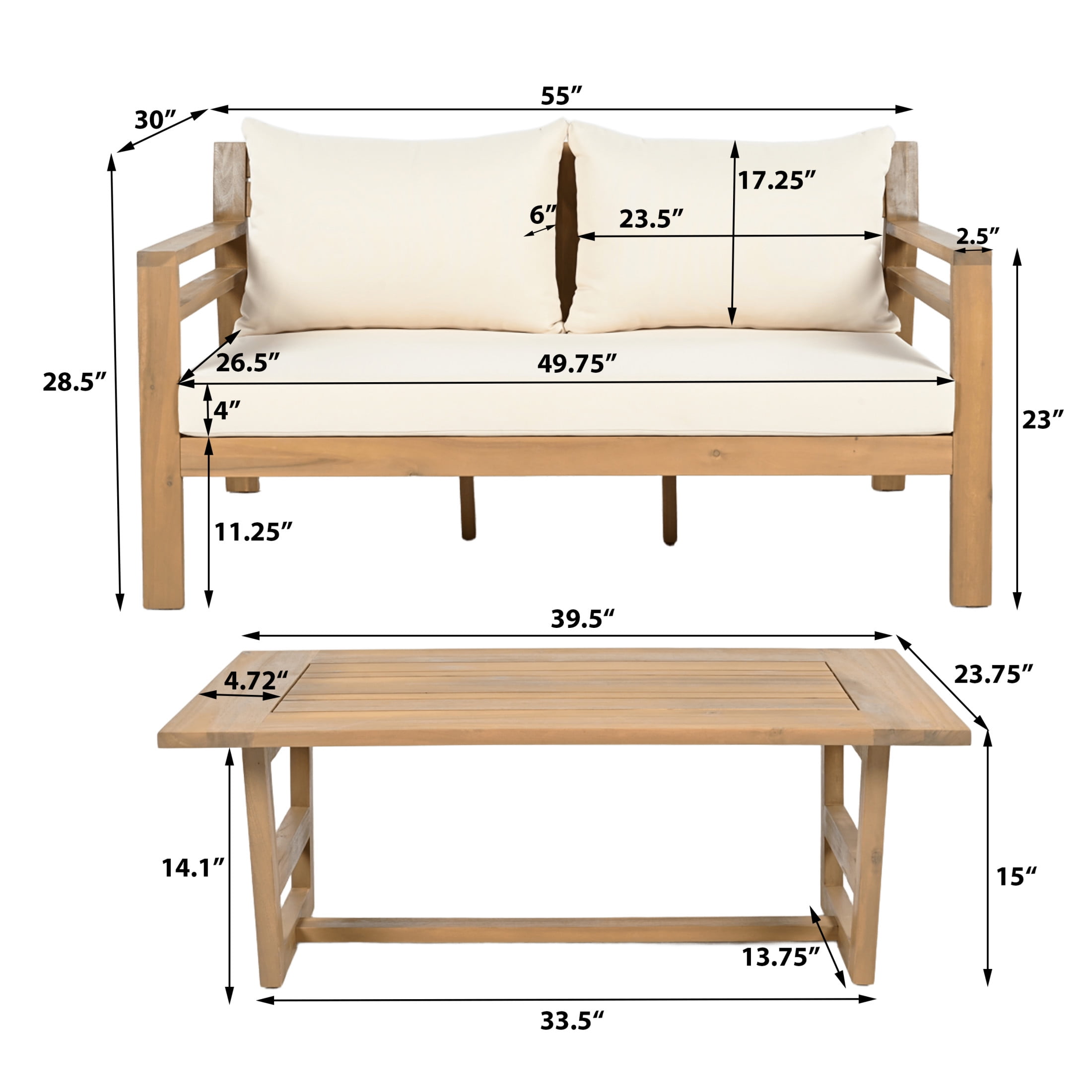 Christopher Knight Home Lenore Outdoor 2-Piece Patio Conversation Set with Loveseat and Coffee Table (Beige, 2-Piece Set) iezzh
