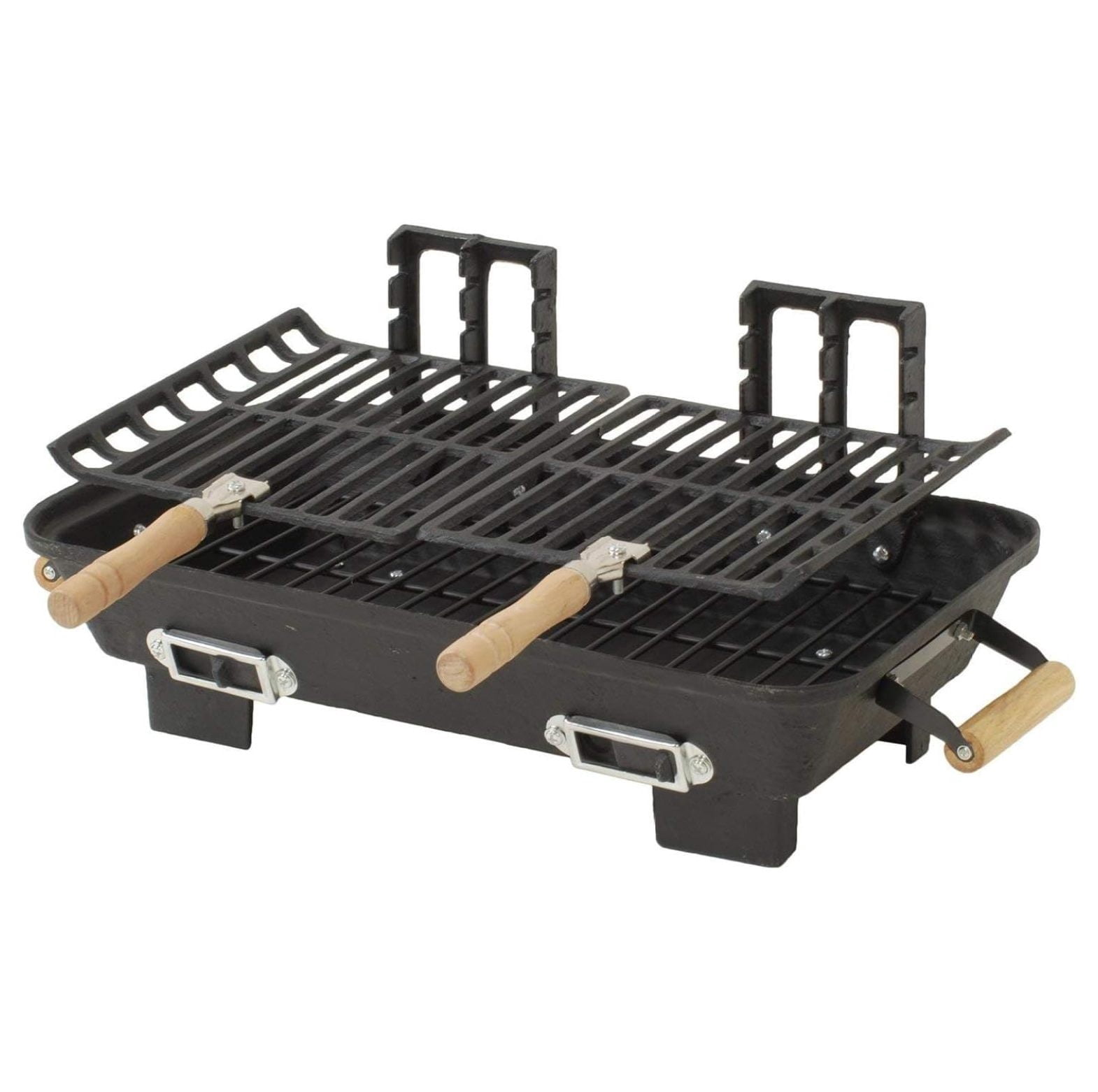 JaLuayh Cast Iron Hibachi Charcoal Grill, Heavy-Duty Outdoor Cooking Stove (10 in x 18 in) 0op7n
