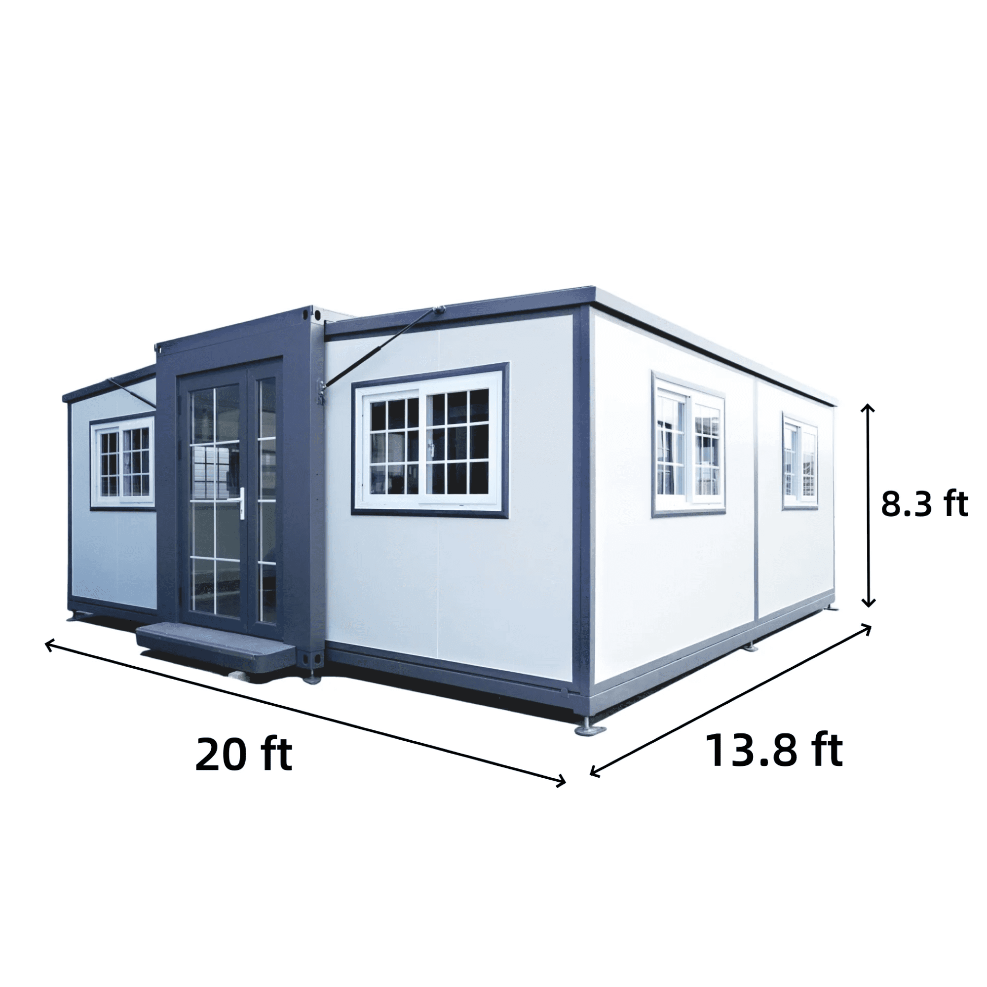 DuraYu Expandable Prefab Tiny House, Portable Modular Home Kit with Bedroom and Bathroom (White, 13x20 ft) xd90j
