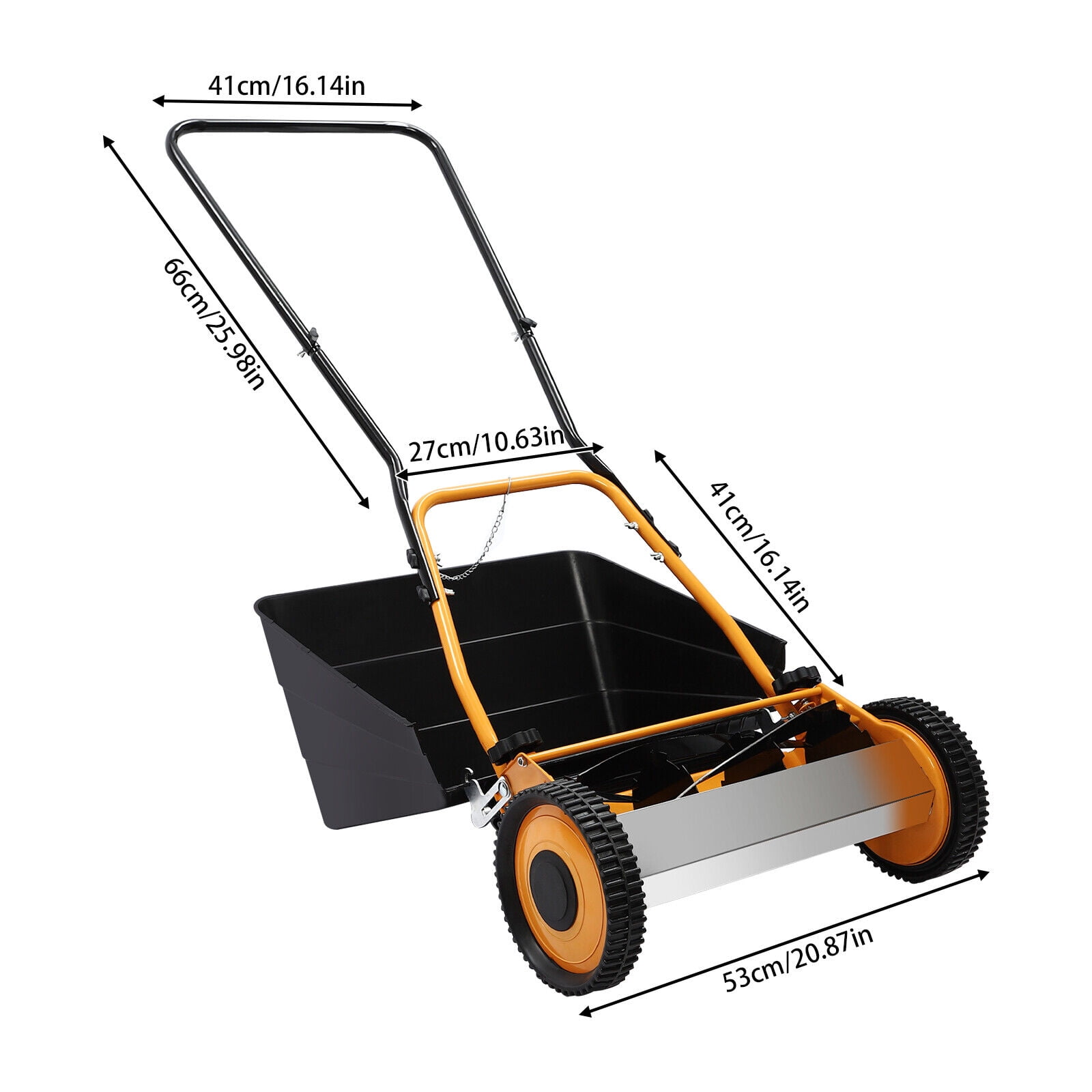 Generic 16-inch Manual Hand Push Lawn Mower with Grass Catcher (Black, 16 in) s1j2u