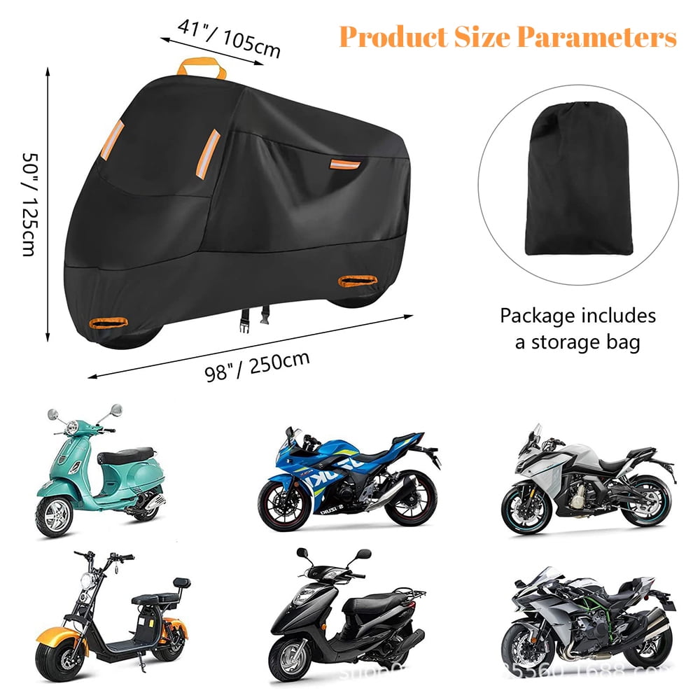 Kepeak Motorcycle Cover Heavy Duty All Weather Outdoor Protection (Black, 96 in) 58k84