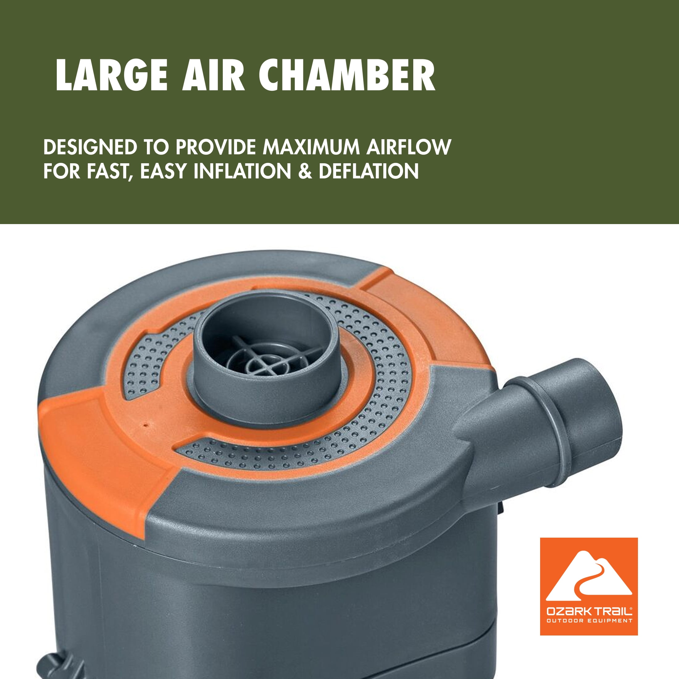 Ozark Trail Battery-Powered Electric Air Pump for Inflatables (Orange/Gray, 4.84 in x 4.17 in x 4.06 in) rbgyp