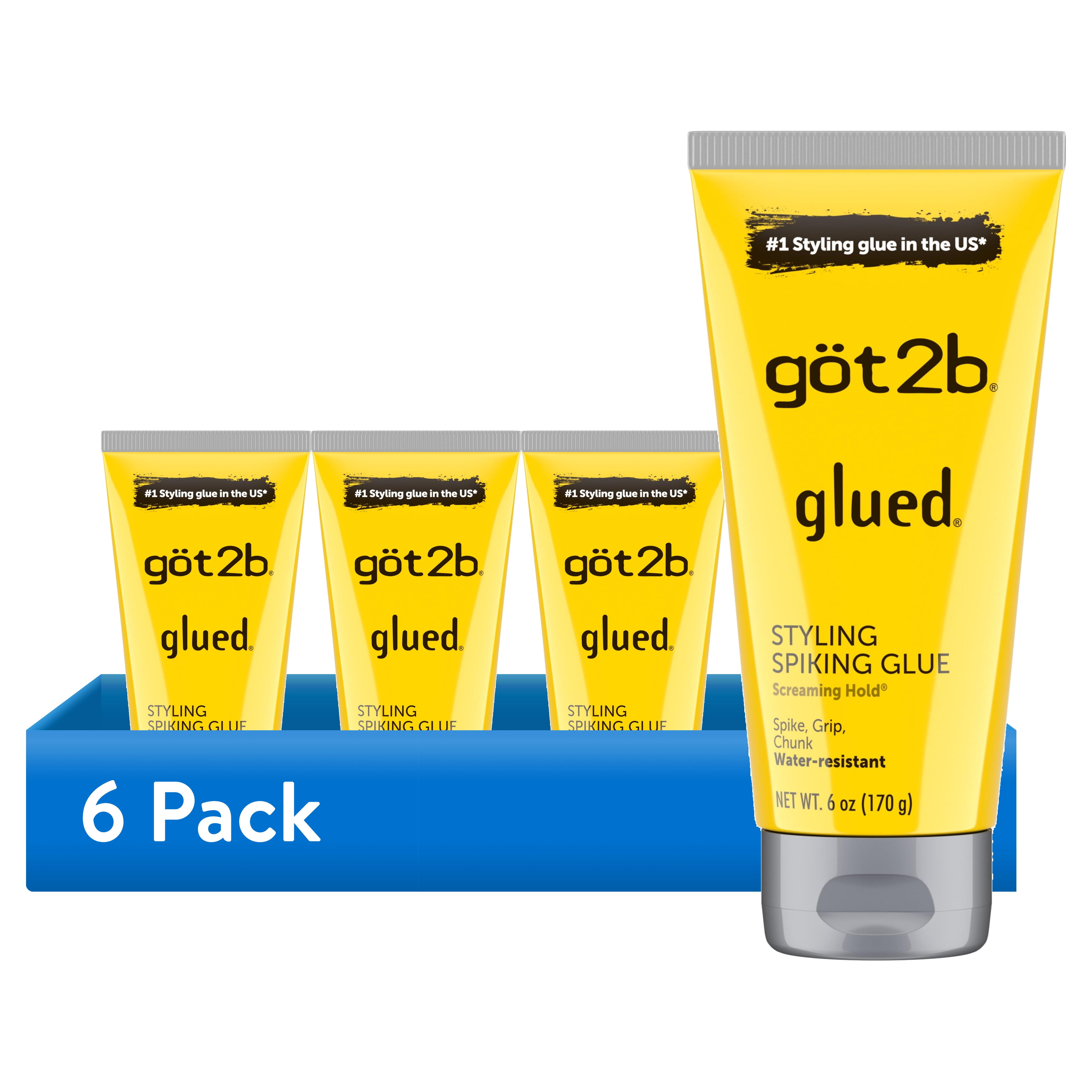 got2b Glued Styling Spiking Hair Gel, Water-Resistant, Screaming Hold for Bold Hairstyles (6 Pack, 6 oz) m7xb7