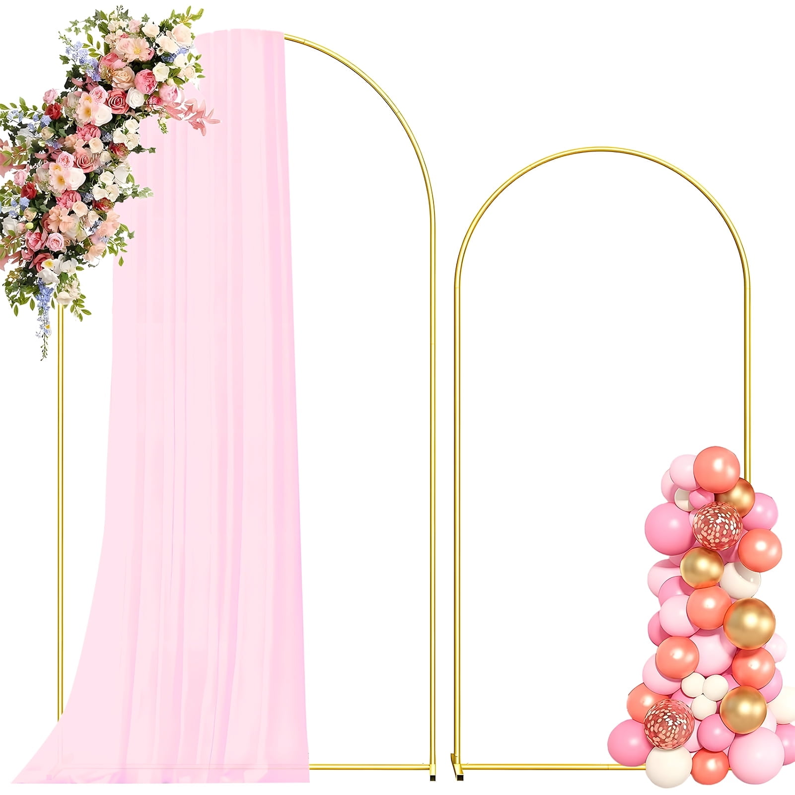 KiddiTouch Metal Arch Backdrop Stand Set for Parties (Gold, 2 Pack, 7.2 ft and 6 ft) ccqlk