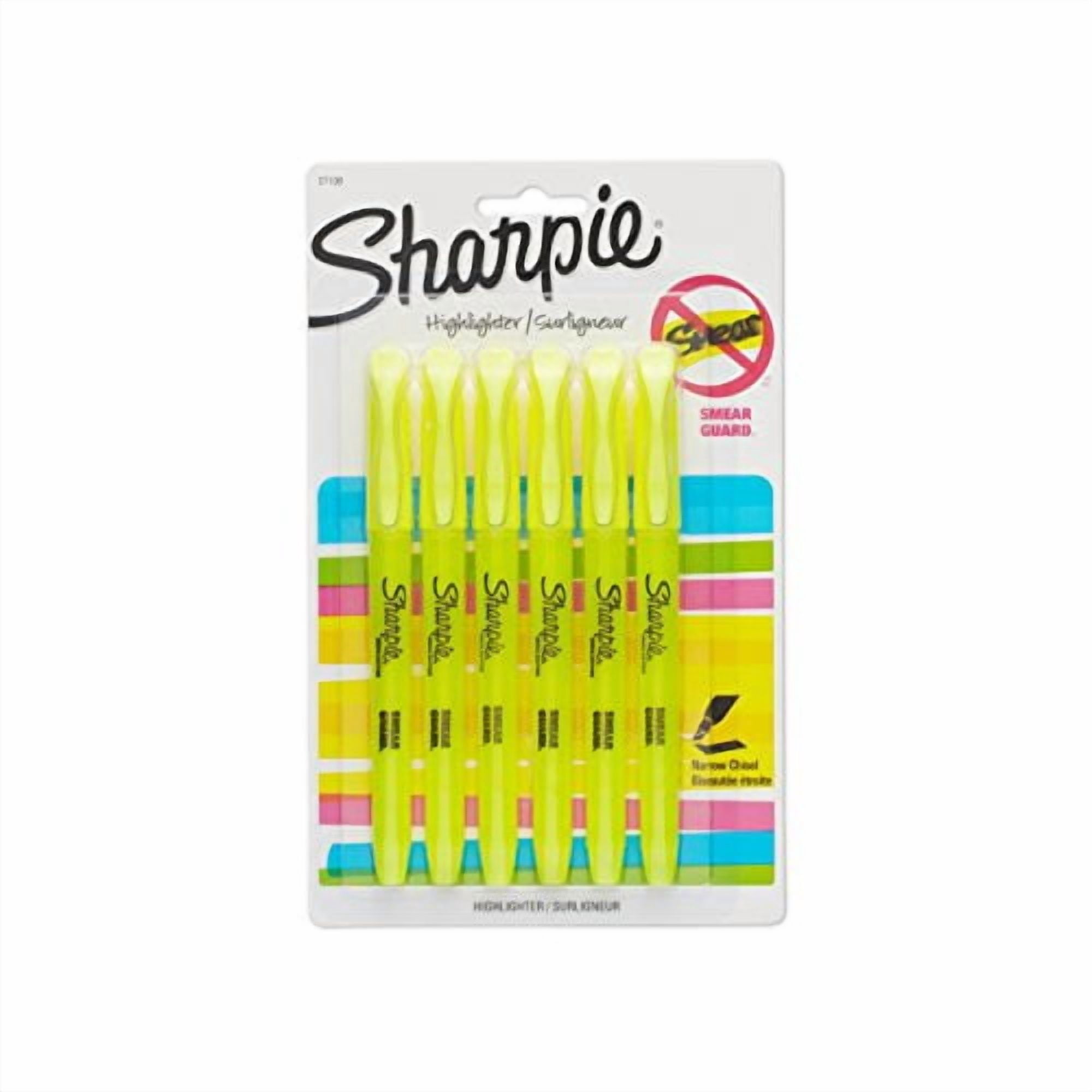Sharpie Accent Pocket Highlighters, Chisel Tip, Quick-Drying Ink (Yellow, 6 Pack) k3fbe