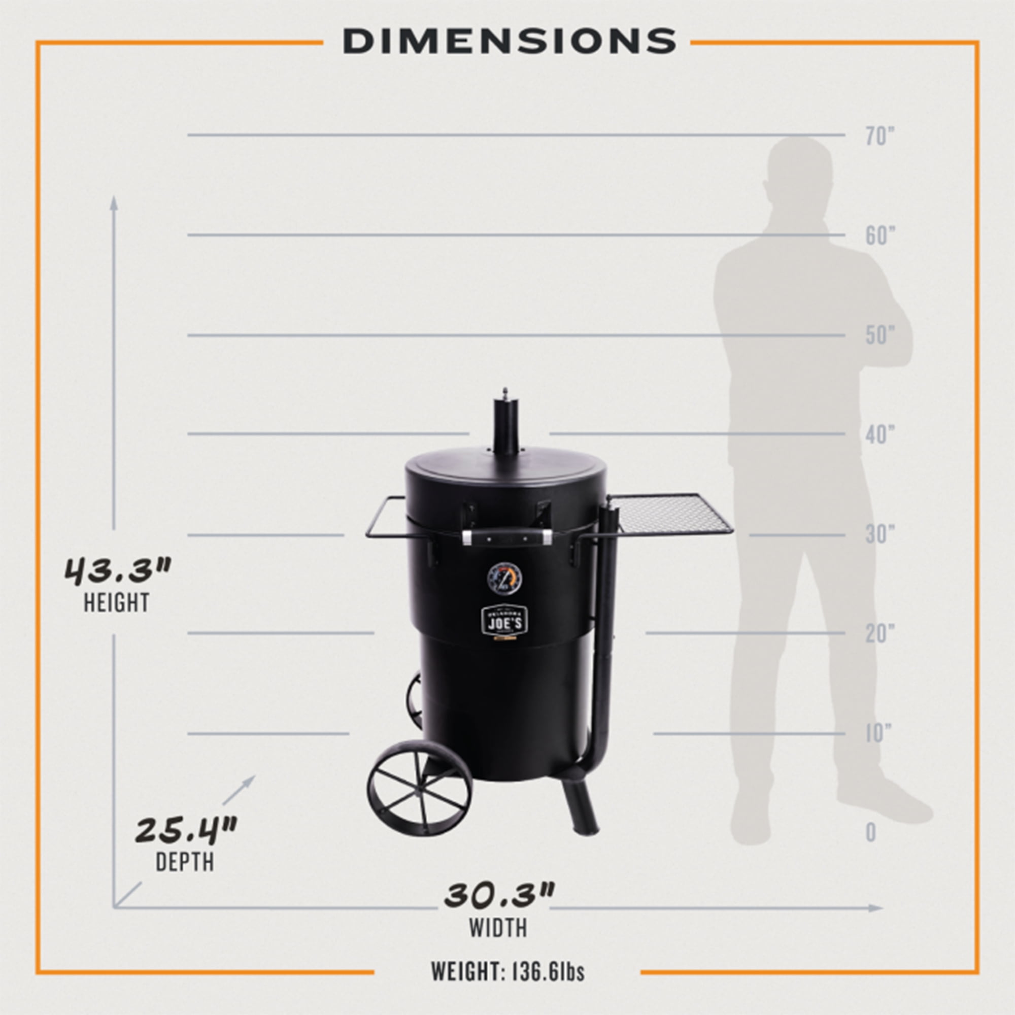 Oklahoma Joe's Bronco Drum Smoker, Heavy-Duty Offset Charcoal Grill with 630 sq in Cooking Surface (Black, 136.6 lb) hf4ap