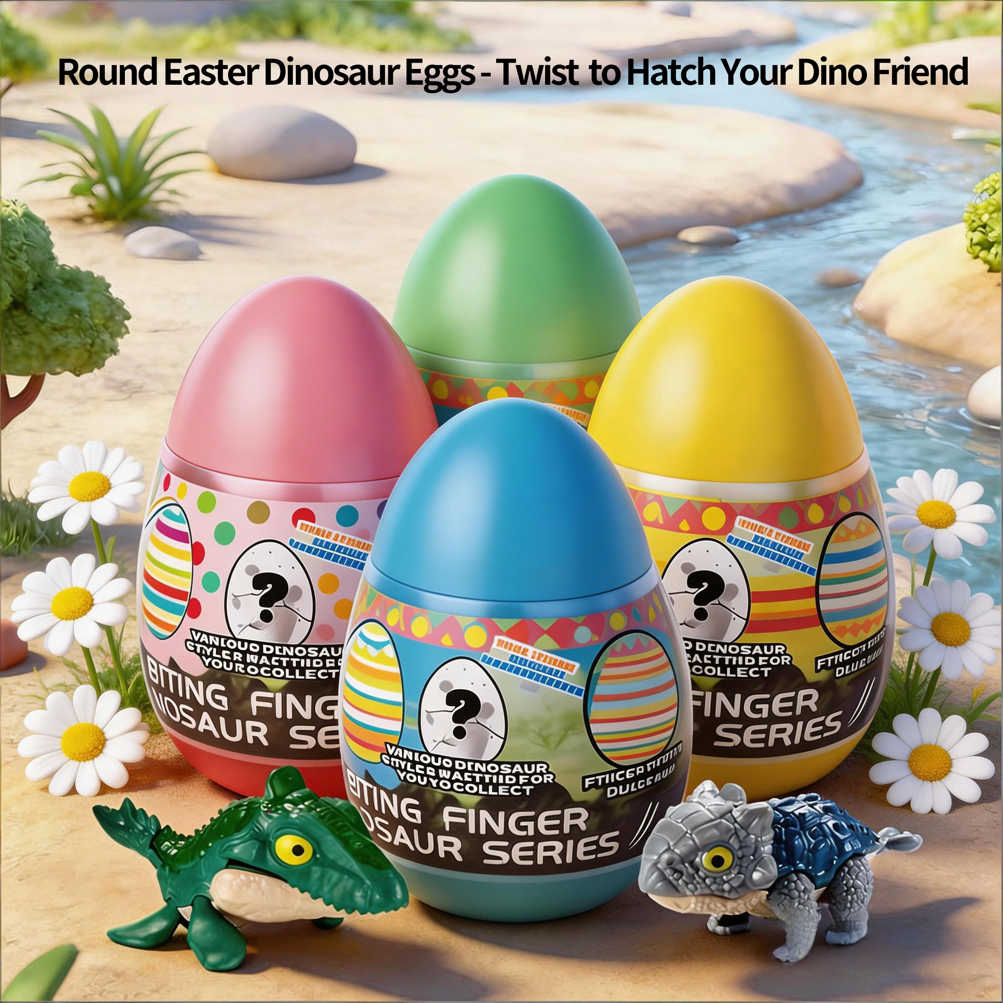 HNZENBW Dinosaur Egg Gachapon Toy Set with Biteable Fingertip Figures (Green, 12 Piece Set) mj3iq
