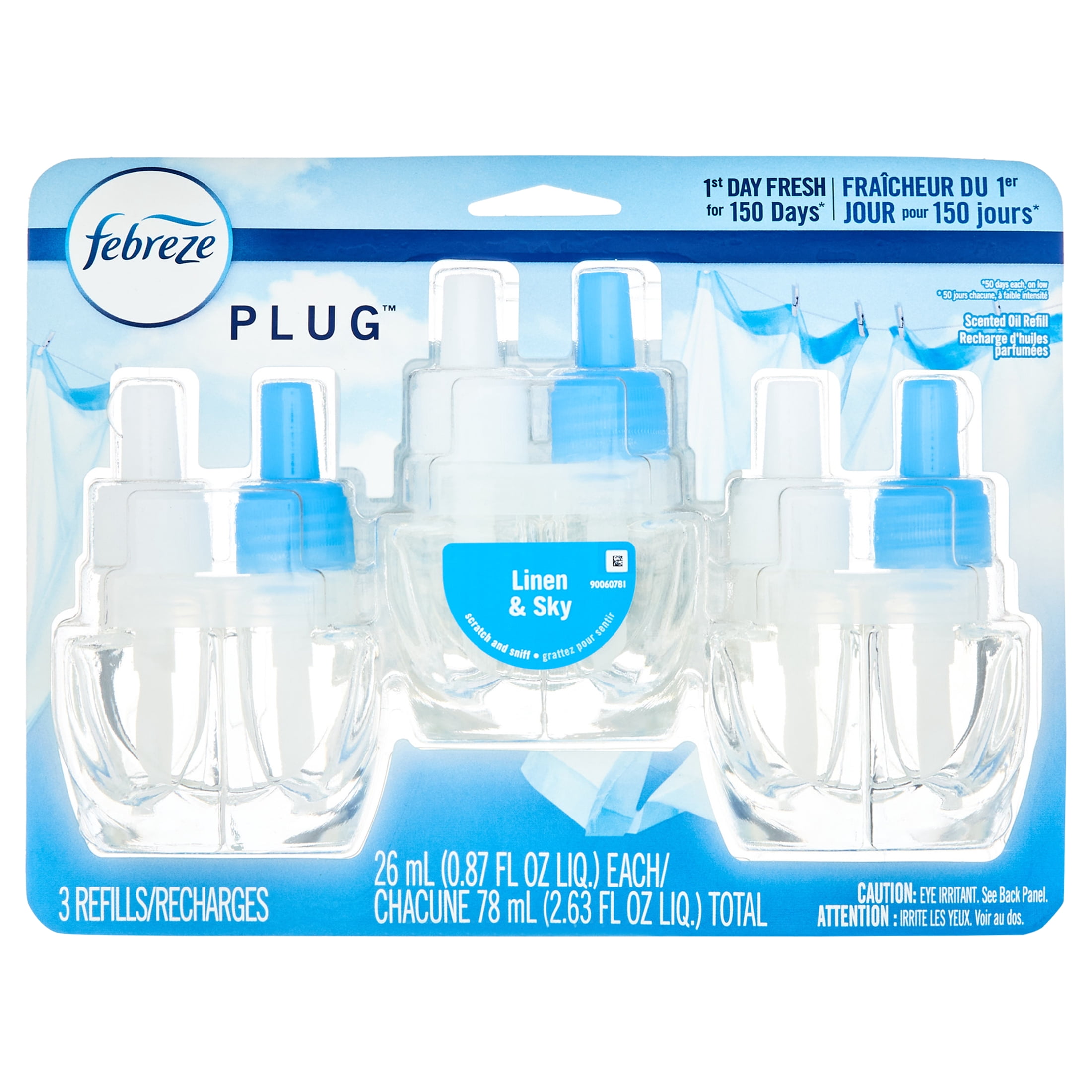 Febreze Odor-Eliminating Plug Air Freshener Refills, Linen & Sky (3 Ct) u8rzf