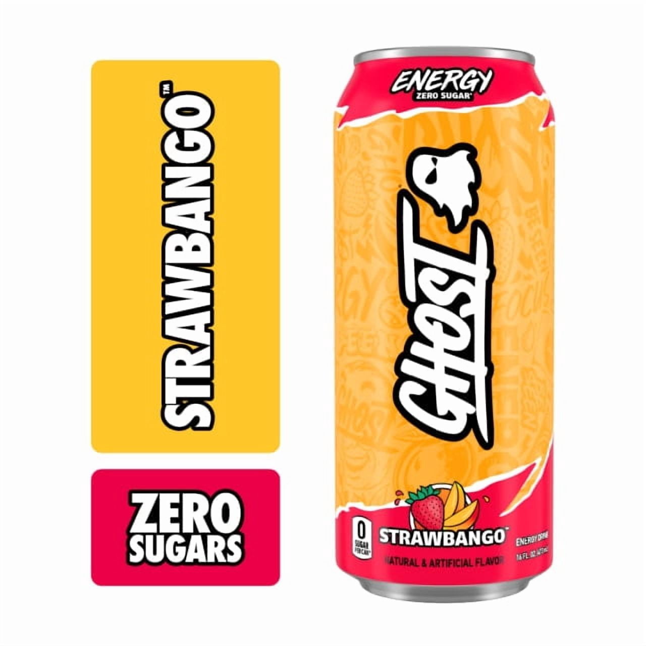 GHOST Energy Drink, Zero Sugar Performance Beverage, Strawbango Flavor (16 fl oz) 173zn