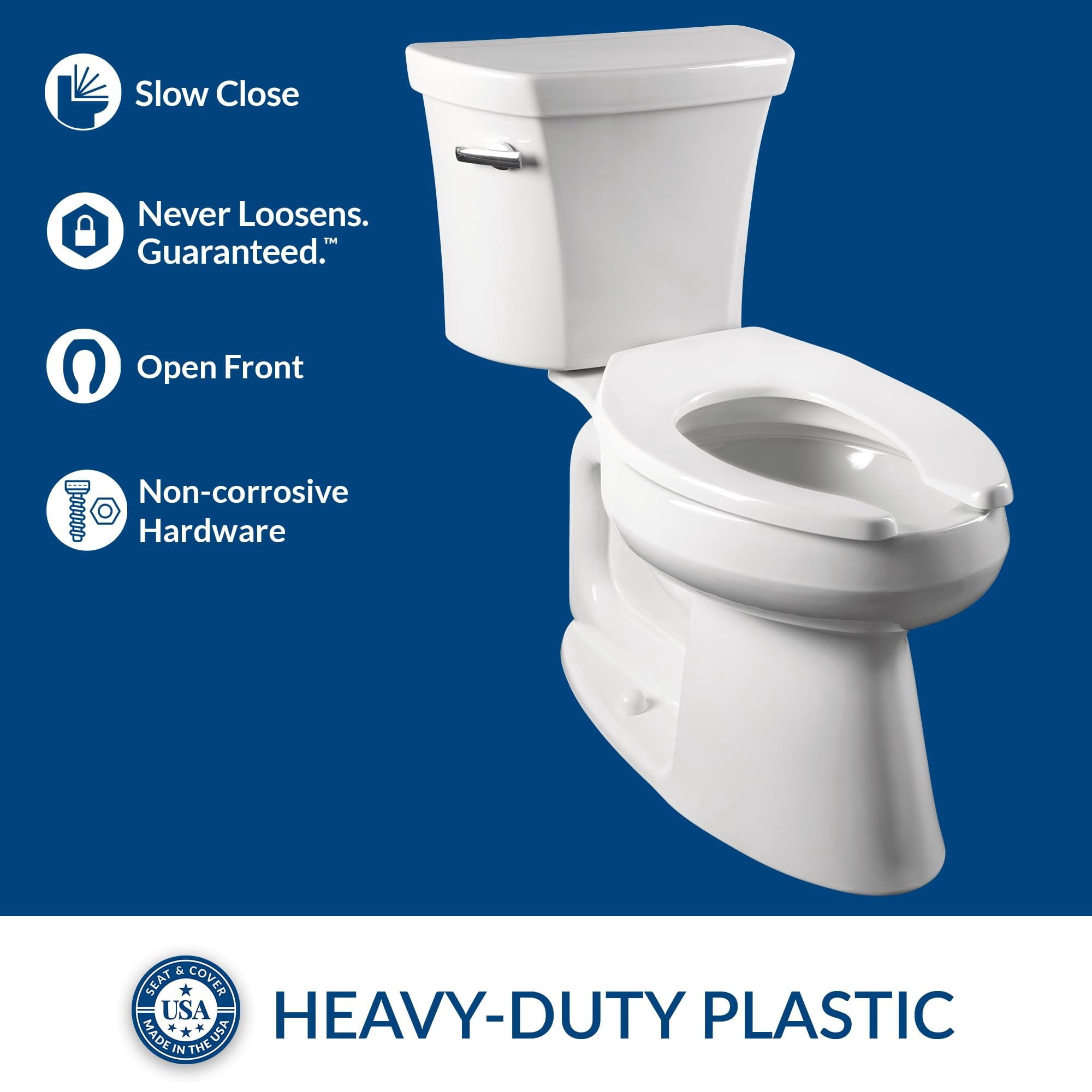 Church 295SSCT Commercial Elongated Toilet Seat, Heavy-Duty Plastic with STA-TITE Fastening System (White, Elongated) 1mqsy