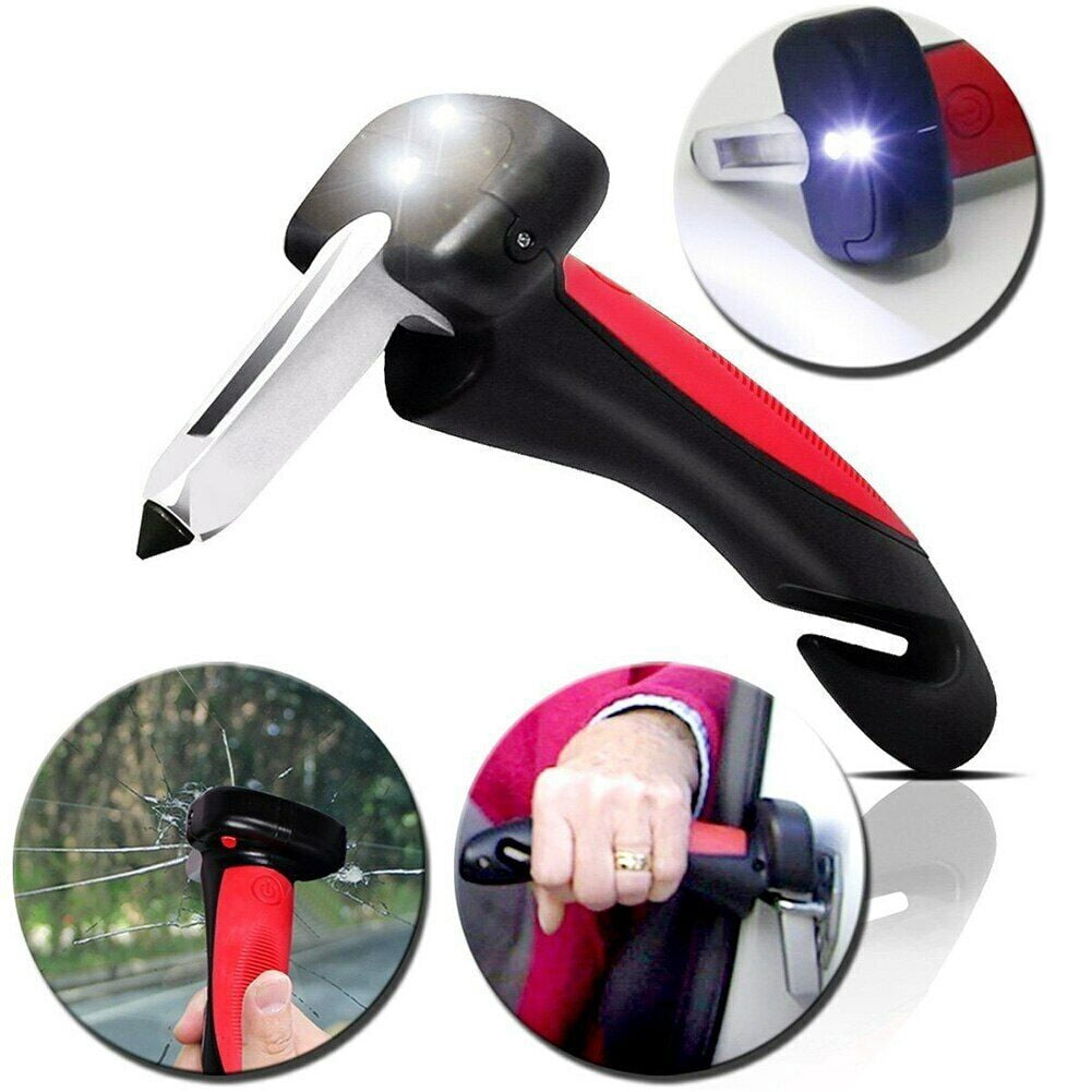 As Seen on TV Car Cane Auto Assist Handle with LED Flashlight, Seatbelt Cutter, and Window Breaker (Red) 56yfg