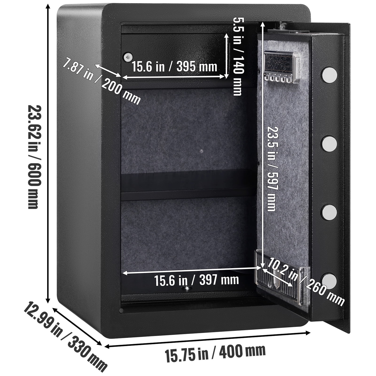 VEVOR Security Safe Box with Fingerprint Digital Keypad, Alloy Steel Home Safe for Valuables (Gold, 2.2 Cubic Feet) 5qkkj