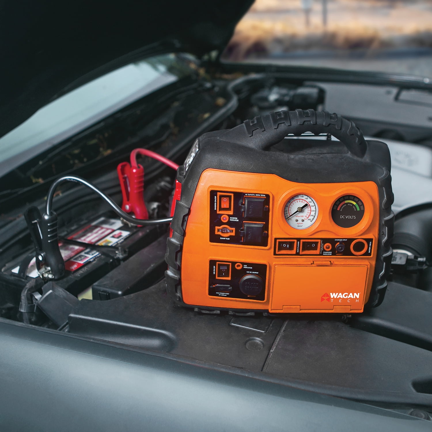 Wagan Tech Power Dome NX2 Portable Jump Starter and Air Compressor (Orange, 12V) 5gfy4