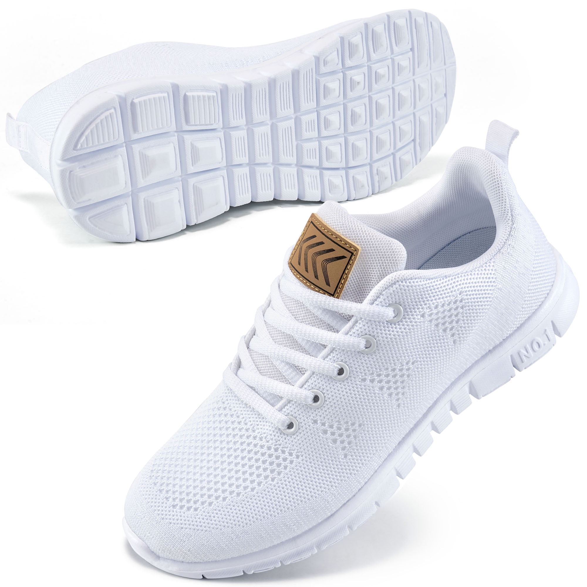 Ecetana Women Running Shoes Breathable Casual Sneakers Lightweight Walking Tennis Shoes (White, 8 US) vymno