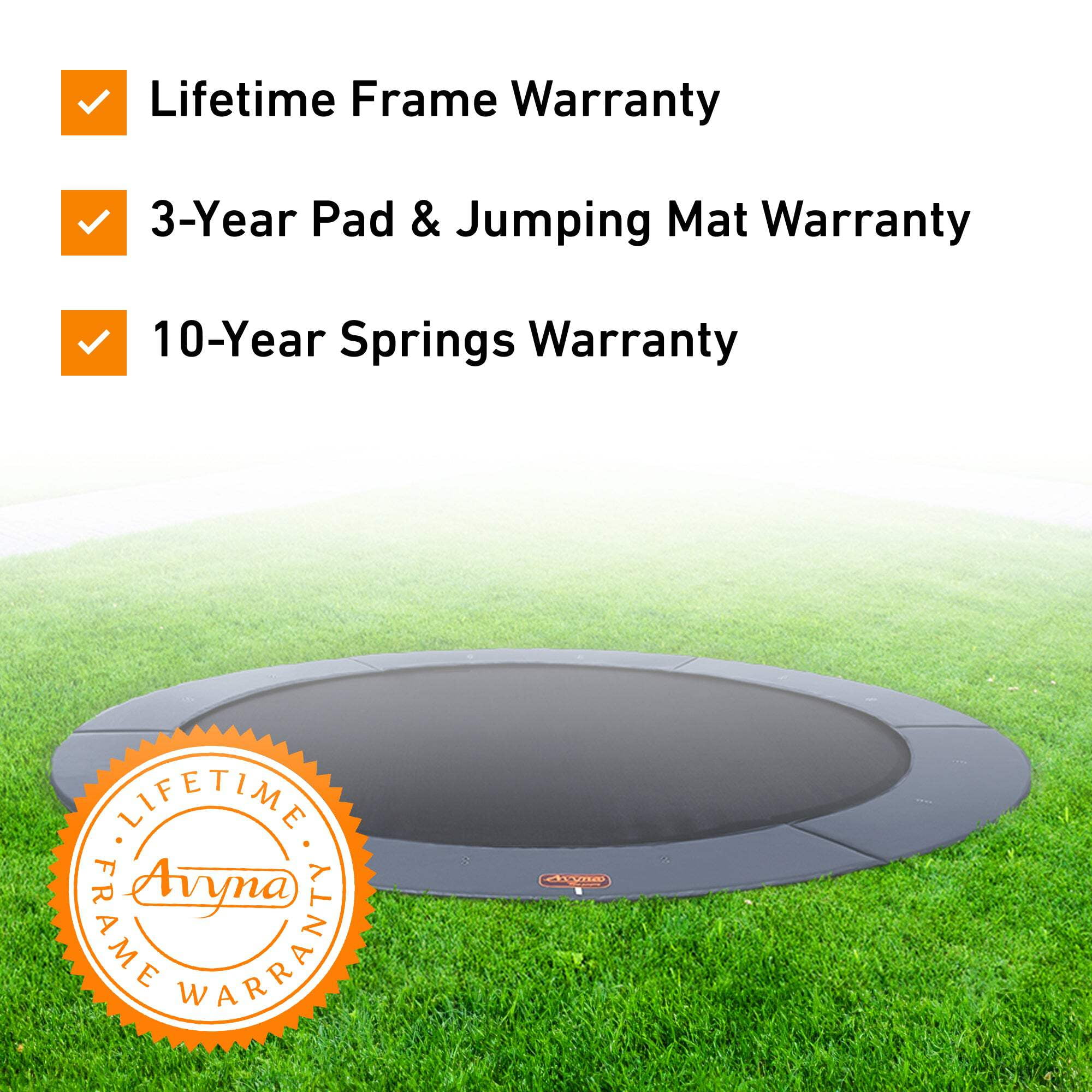 Avyna Pro-Line In-Ground Trampoline, Heavy-Duty Round Jumping System with Safety Pad (Grey, 14 ft) x8jqk