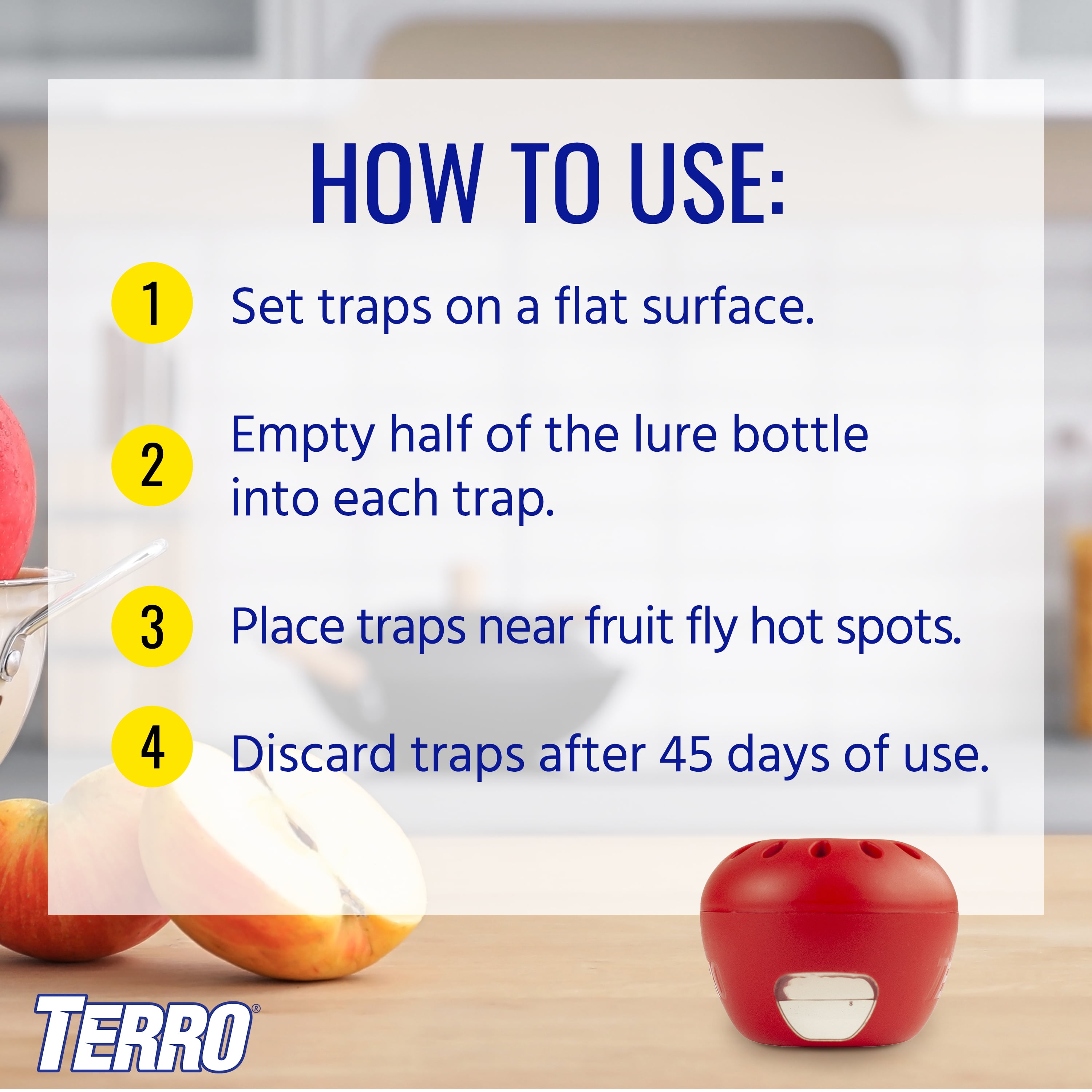 TERRO Fruit Fly Trap, Indoor Pest Control for Kitchen and Home (6 Pack) yp9gn