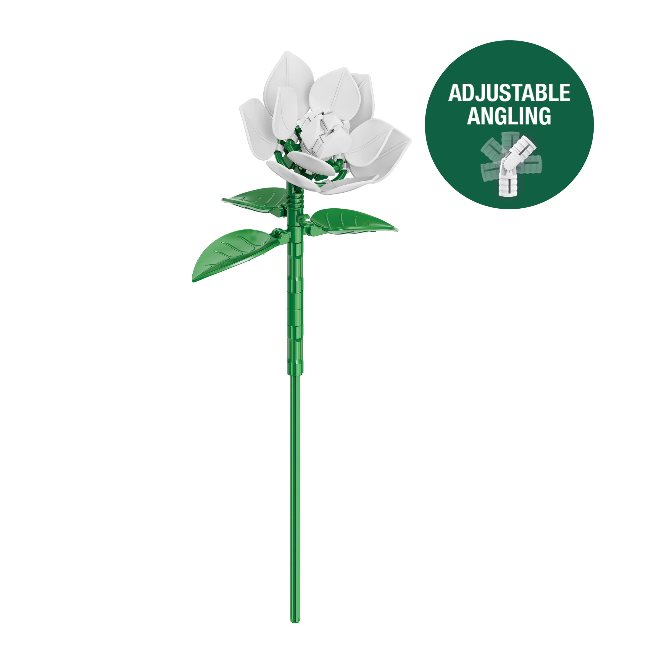 Brickcraft White Gardenia Building Kit (Bricktanicals Collection, Elegant Floral Display, 47-Piece Set) ervct