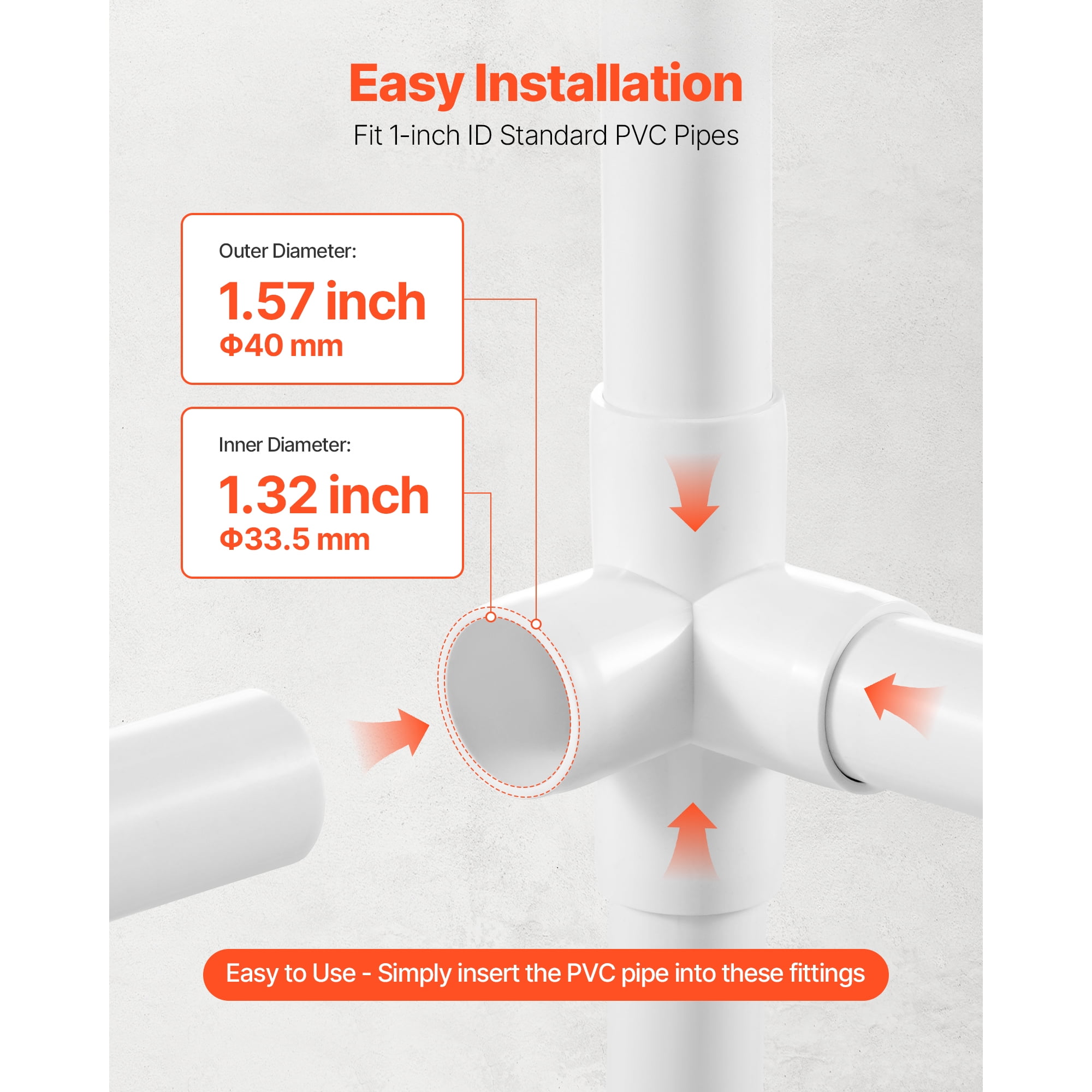 KFFKFF 4-Way PVC Pipe Connectors for 1-Inch Pipe, Heavy-Duty Elbow Fittings for DIY Projects (White, 10-Pack) fk6xa