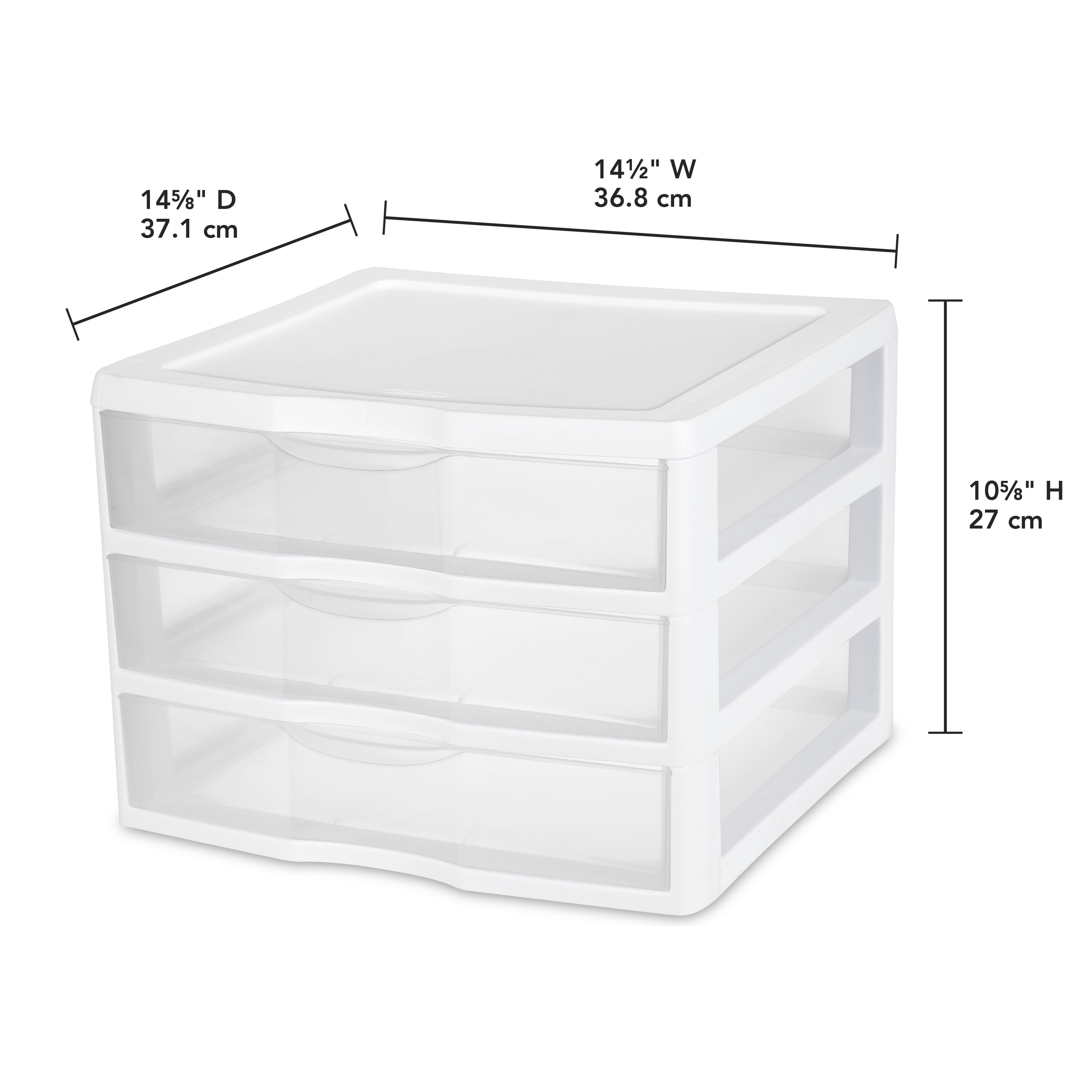 Sterilite Wide 3 Drawer Unit, Desktop Storage Organizer for Office and Craft Supplies (Clear, 14.6 in x 14.5 in x 10.6 in) deef1 - Image 2
