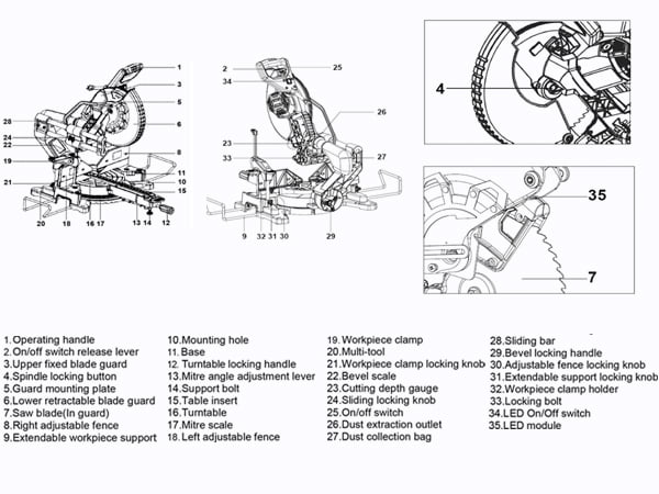 Prostormer 10-Inch Double Bevel Compound Miter Saw, 15A 5000RPM Power Tool with LED Shadow Line and Expansion Table (Silver, 10 in) 90e8c