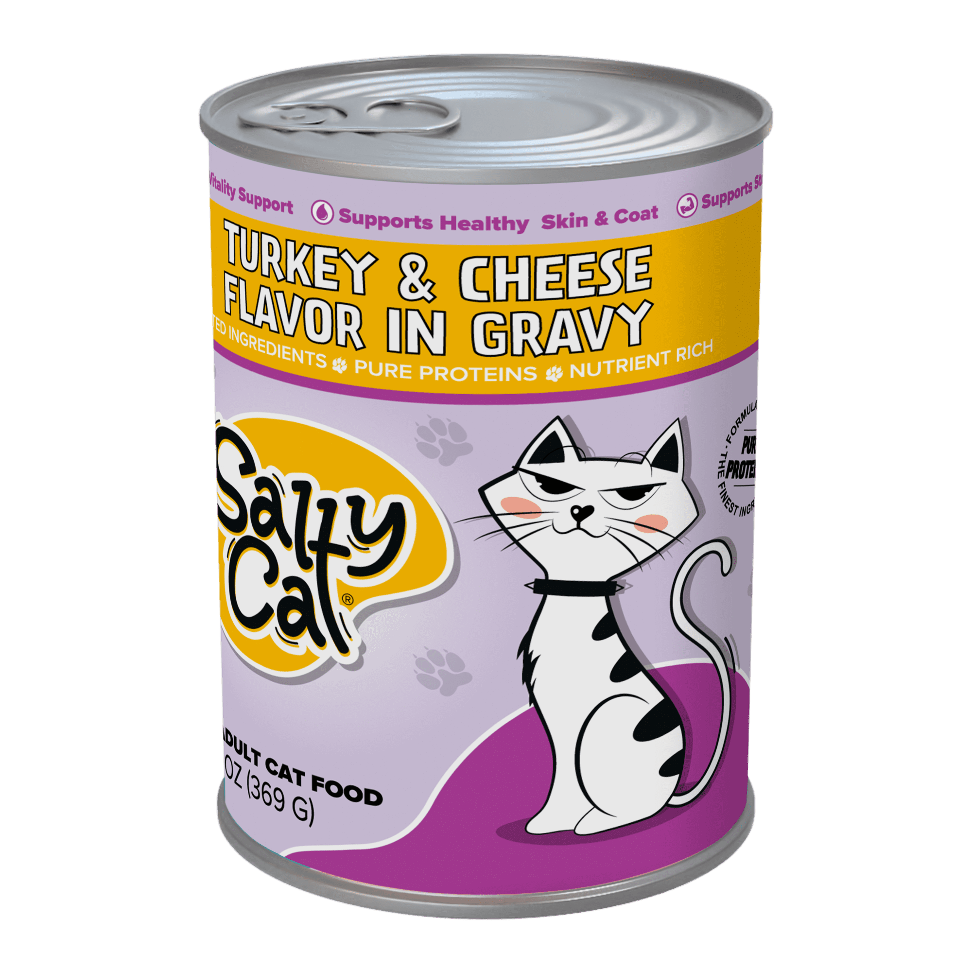Salty Cat Turkey and Cheese Flavor Wet Cat Food in Gravy (6 Pack, 13 oz) xeh1b