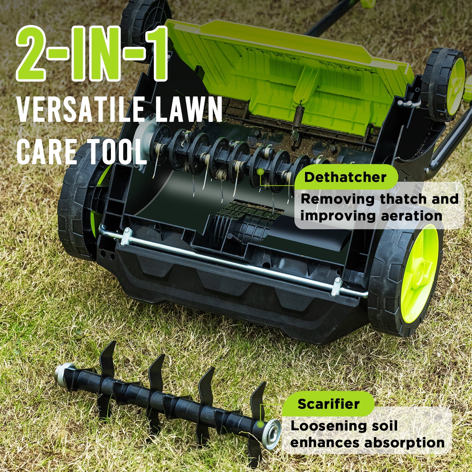Steelite 2-in-1 Electric Dethatcher and Scarifier, 12-Amp Corded Lawn Aerator with 8-Gallon Collection Bag (13 in) xhauv