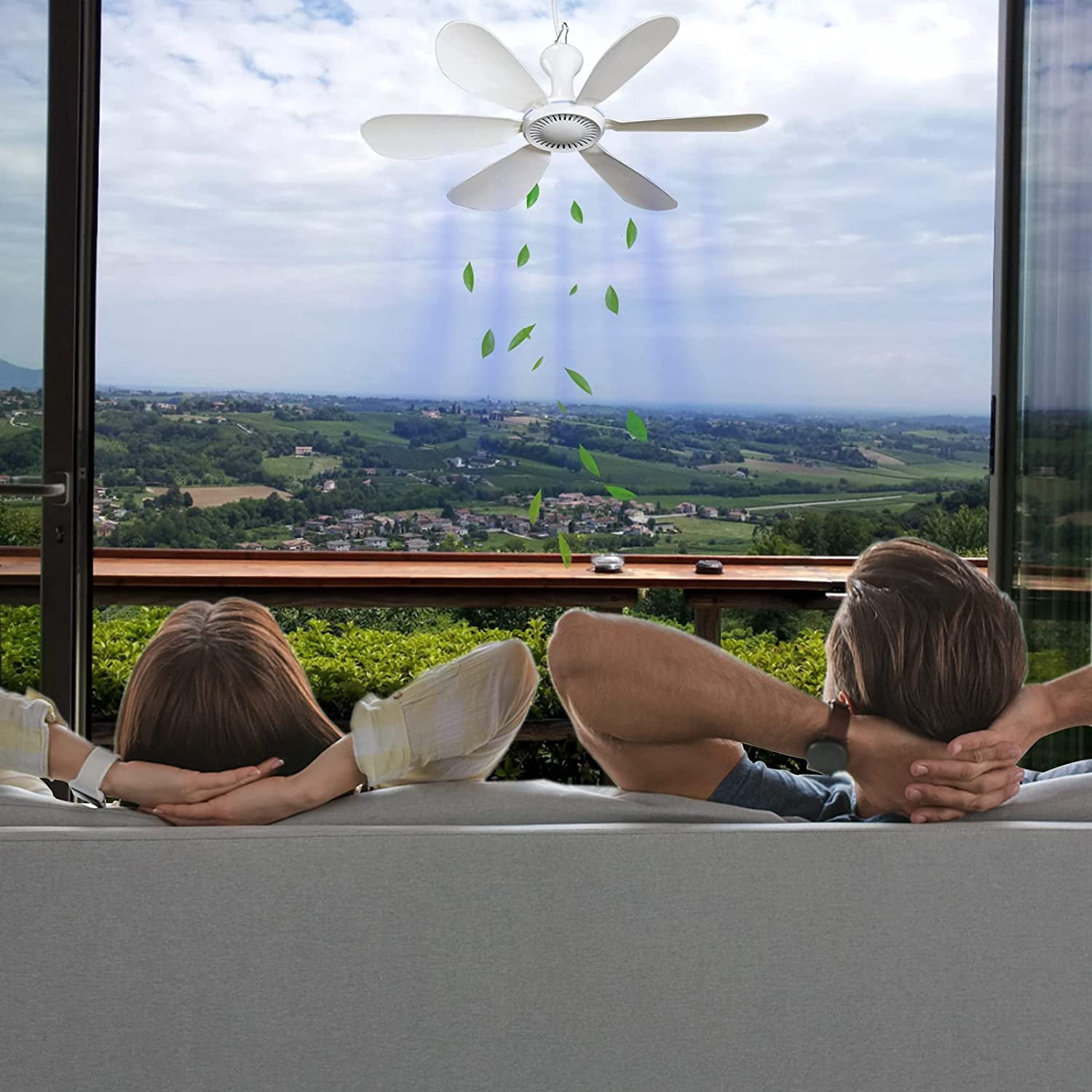 AAmyb Silent USB Powered Ceiling Fan with Remote Control and 4-Speed Settings (16.5 in) 2hvyn